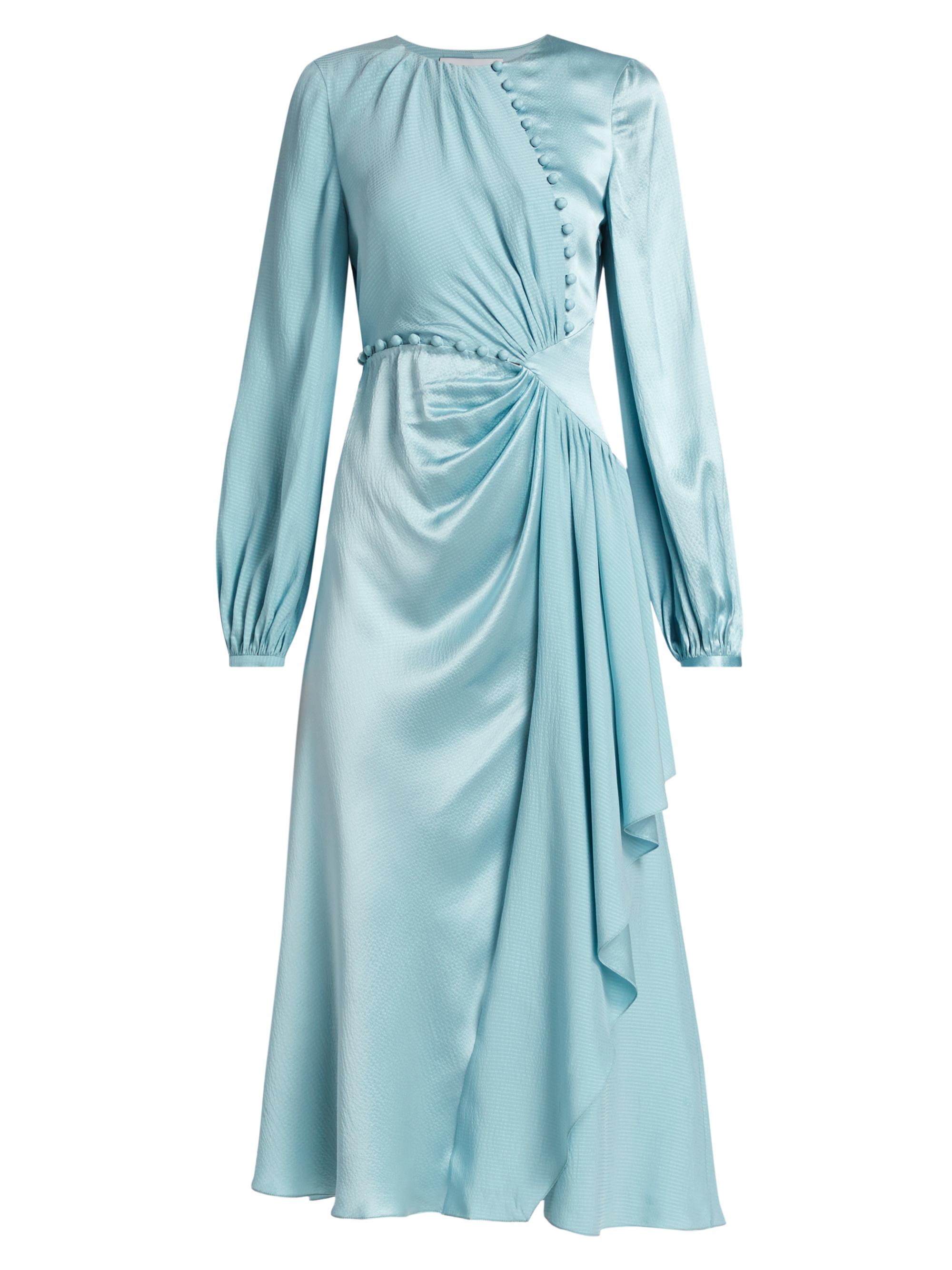 Prabal Gurung Women's Buttoned-Waist Silk Cocktail Dress - Icy Blue