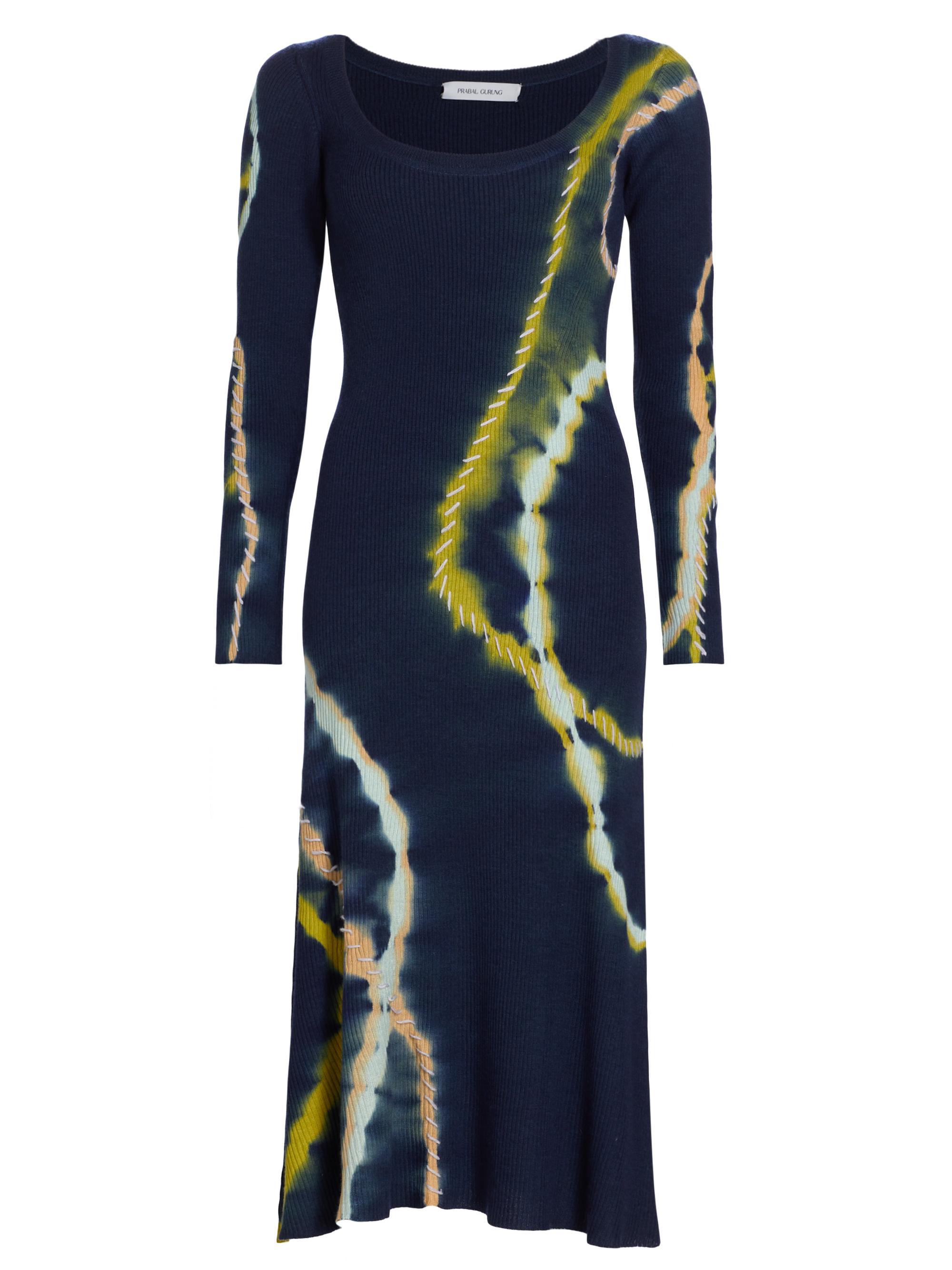 Prabal Gurung Women's Tie-Dye Scoopneck Midi-Dress - Navy Multi