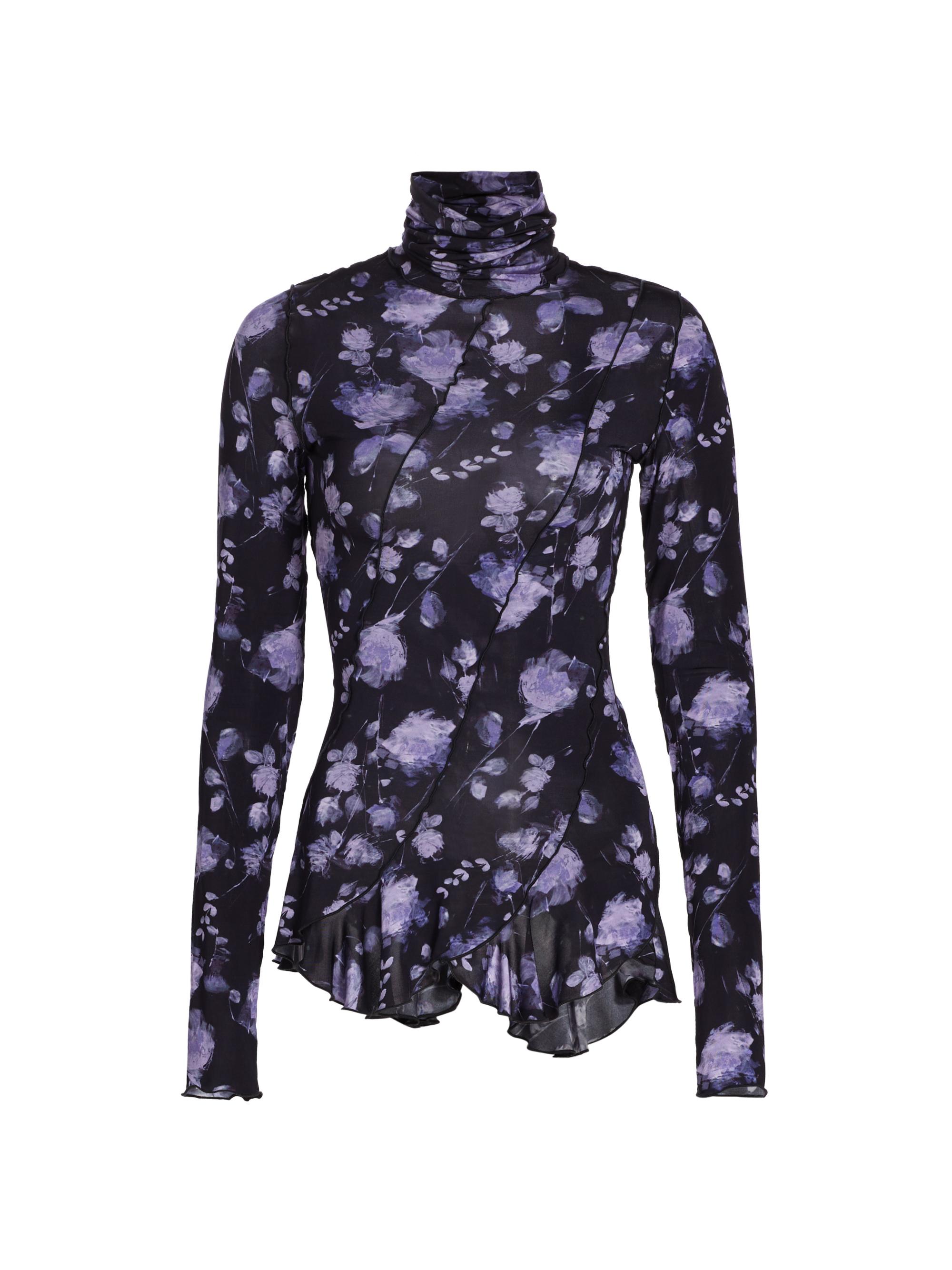 Prabal Gurung Women's Diagonal Patch Turtleneck Top - Purple Multi