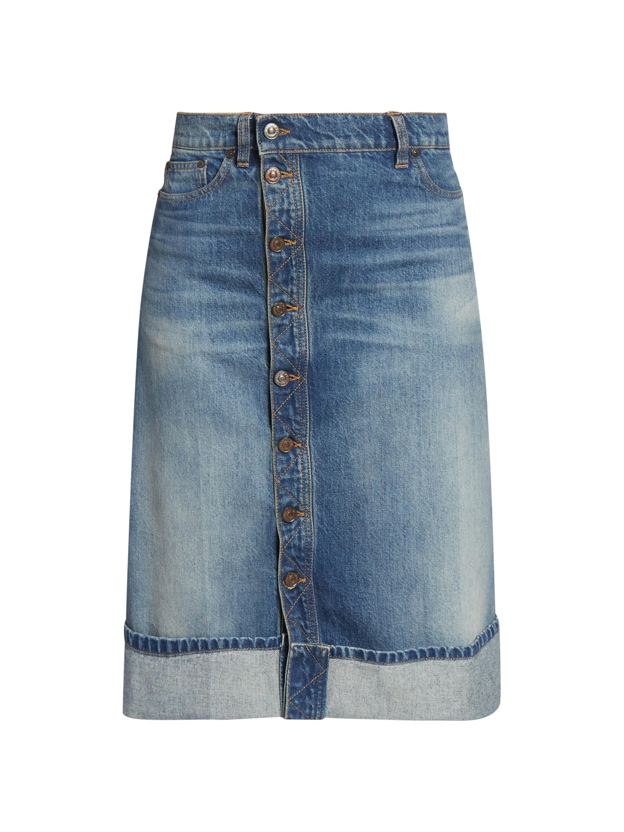 Victoria Beckham Denim Midi-Skirt Saks Fifth Avenue
