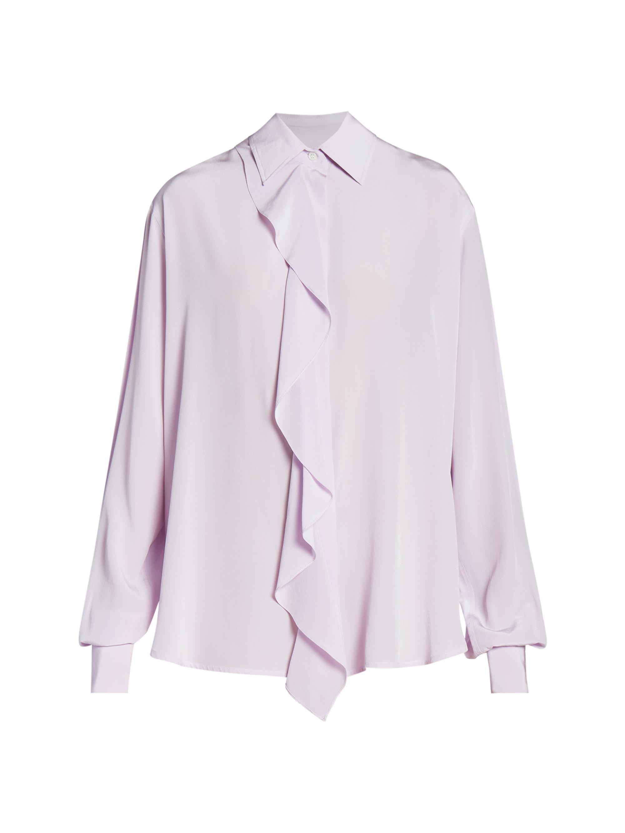 Victoria Beckham Women's Silk Asymmetric Ruffled Blouse - Petunia