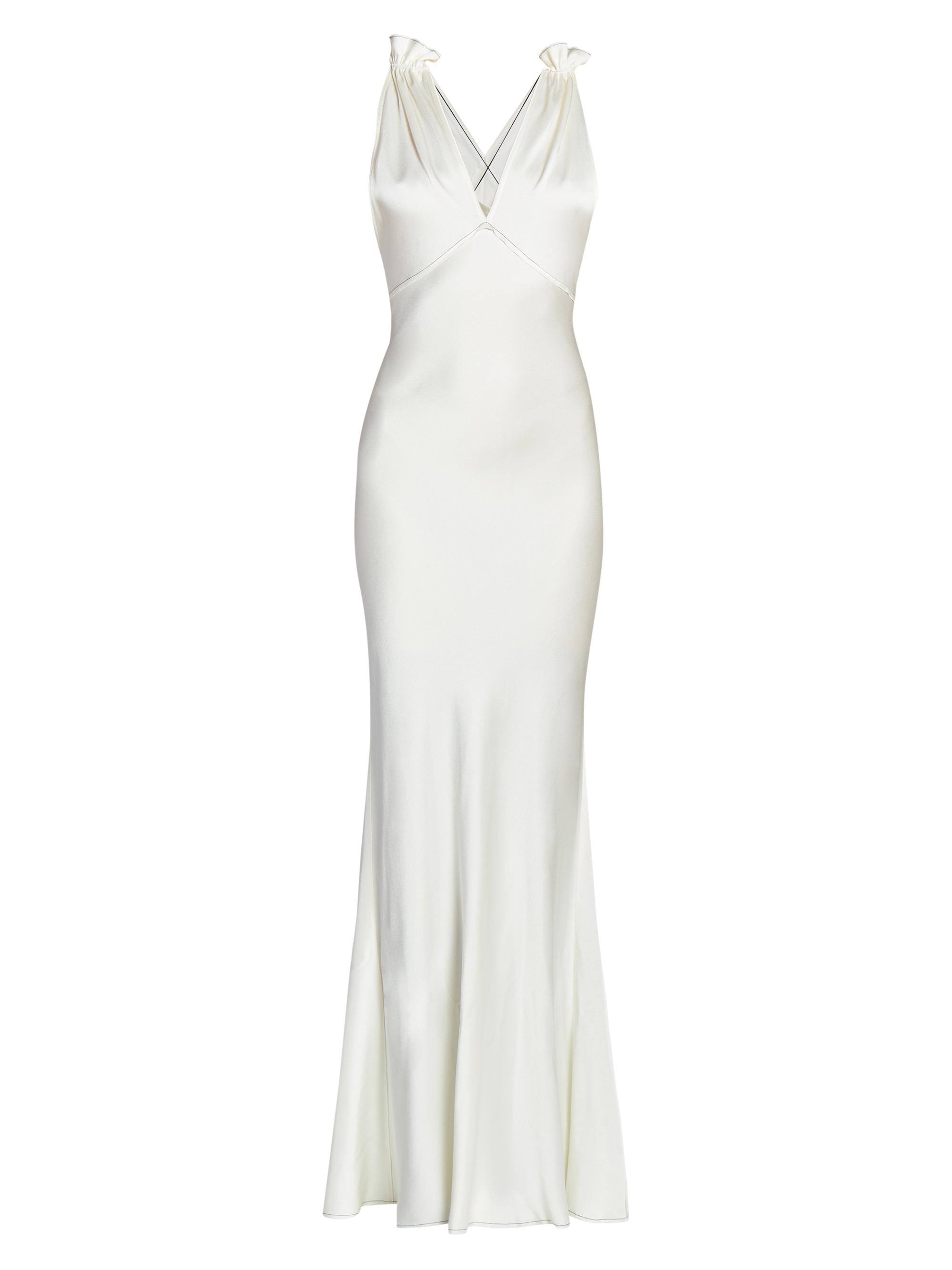 Victoria Beckham Satin Gathered Shoulder Cami Gown Saks Fifth