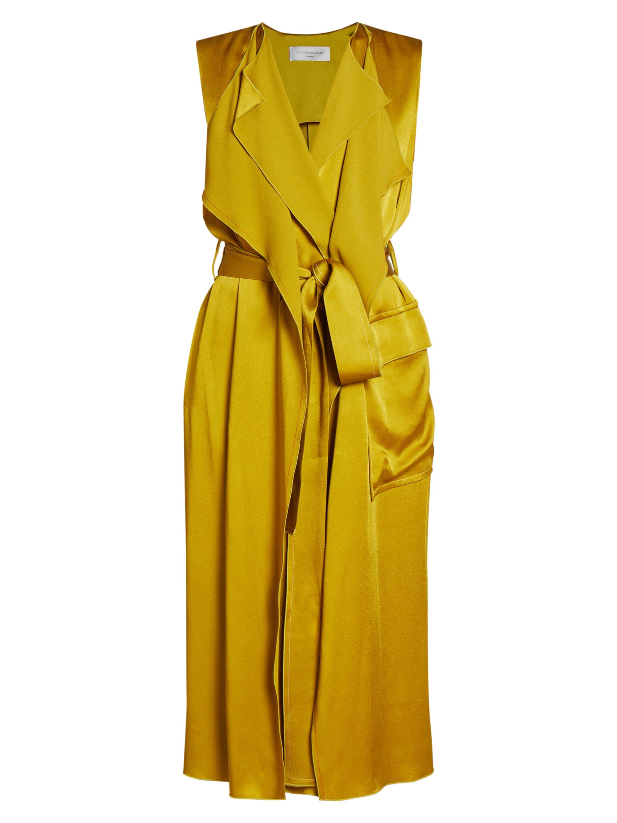 Victoria Beckham Women's Satin Trench Dress - Harvest Gold
