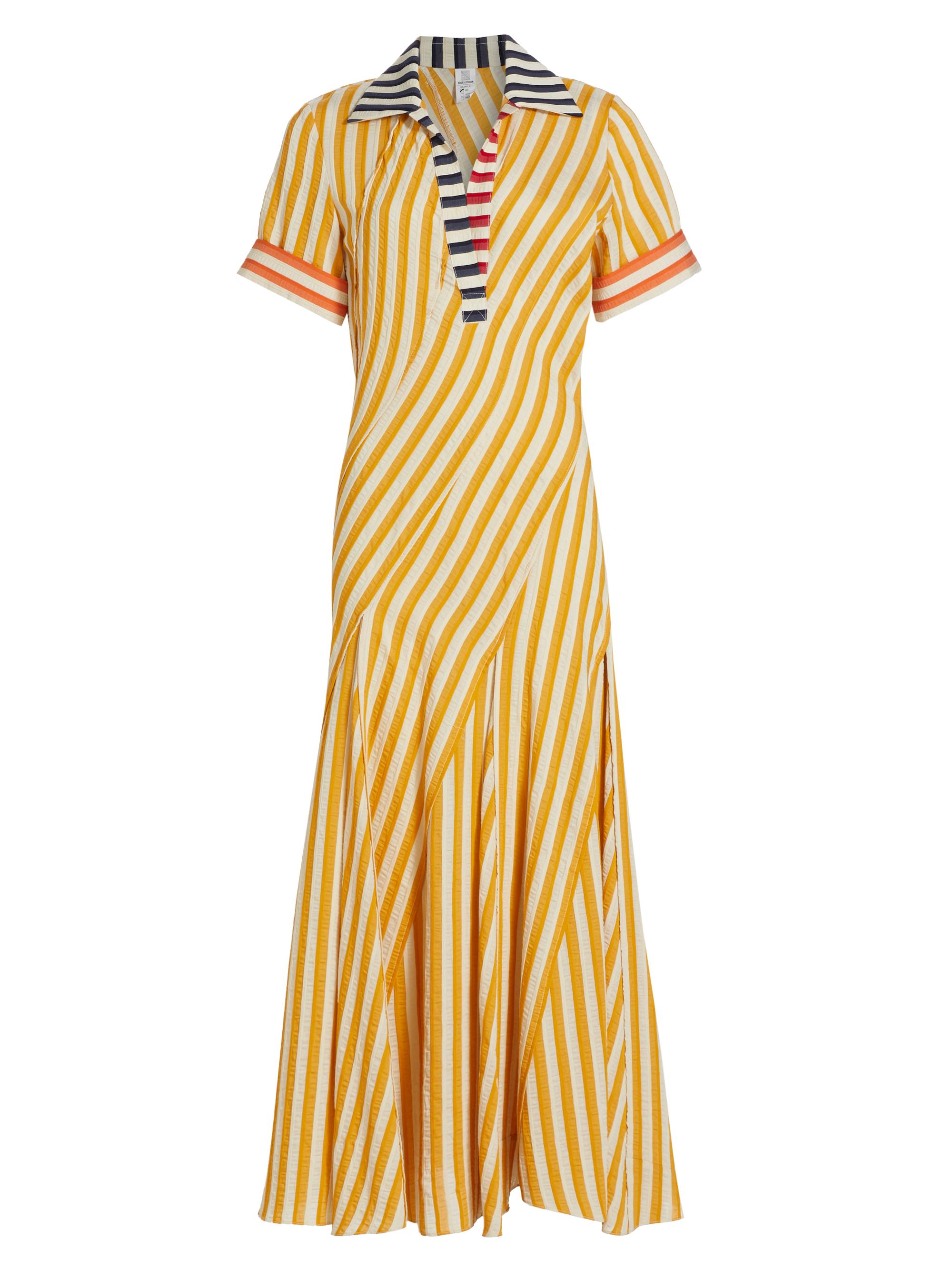 Rosie Assoulin Women's Plot Twist Striped Seersucker Maxi Dress - Yellow