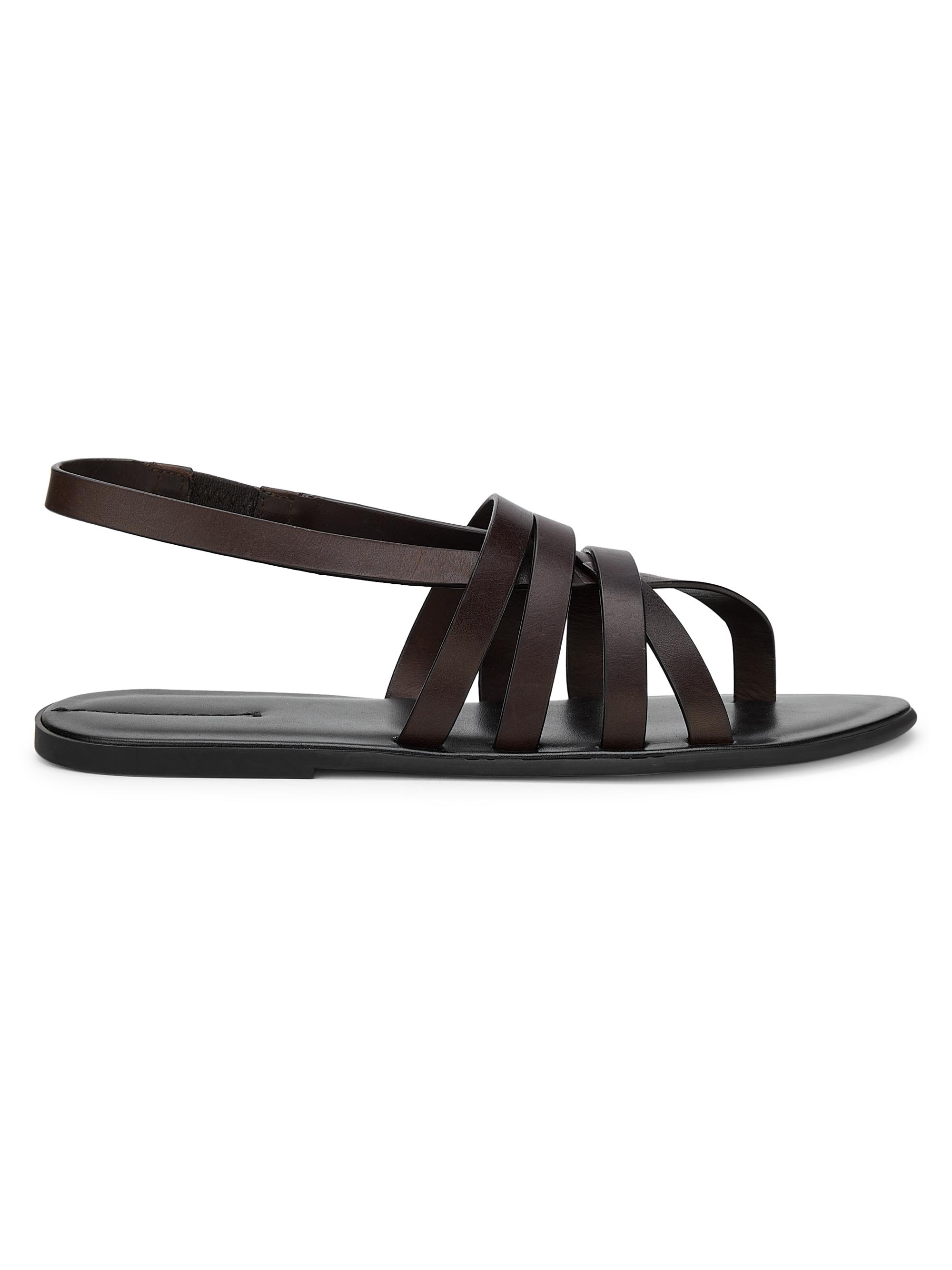 The Row Women's Line Strappy Leather Sandals - Black