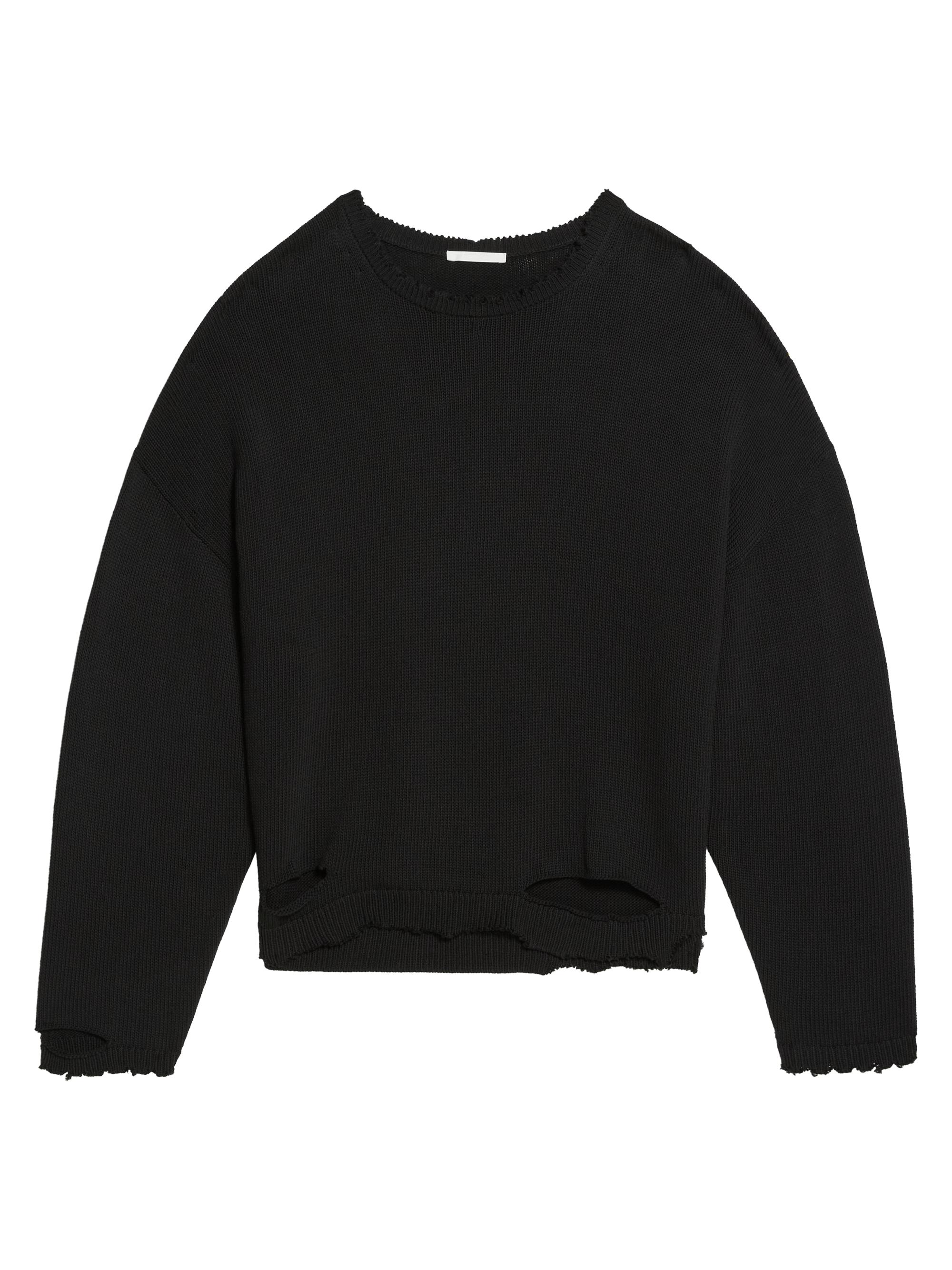 Helmut Lang Distressed Cotton Crewneck Sweater Saks Fifth Avenue