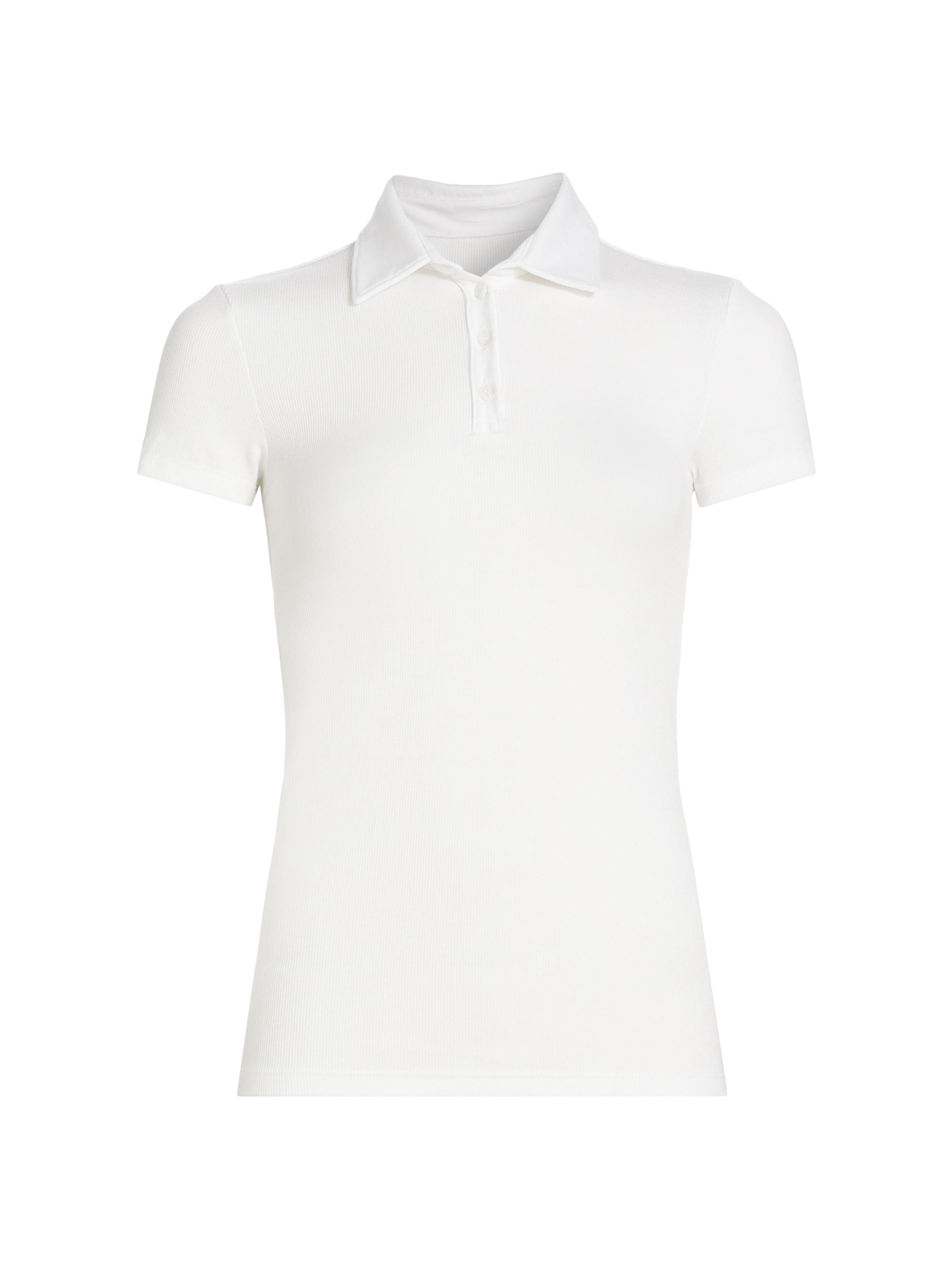 Splits59 Women's Talia Rib-Knit Polo Top - White