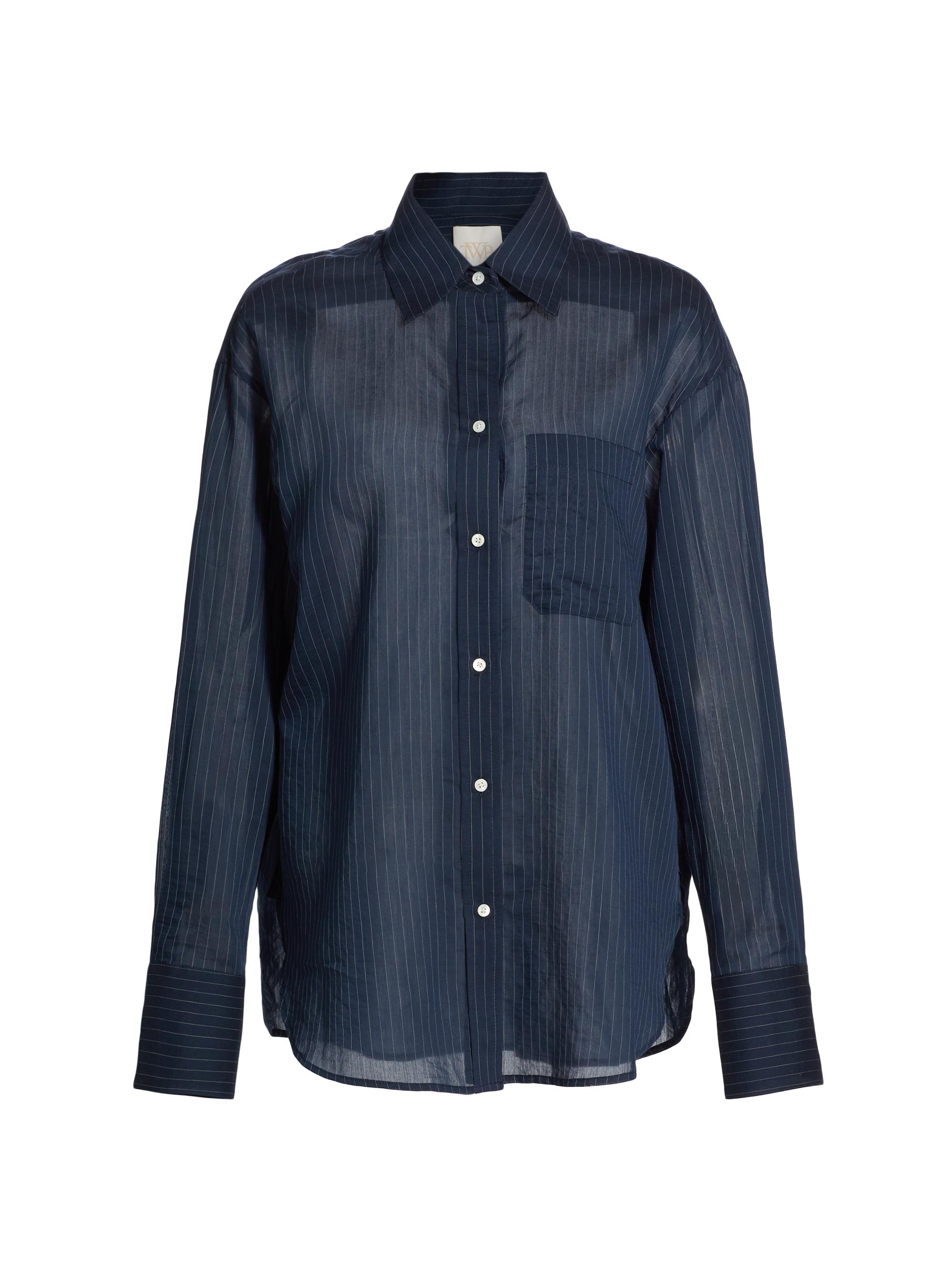 TWP Women's Big Joe Striped Cotton & Silk Shirt - Midnight White