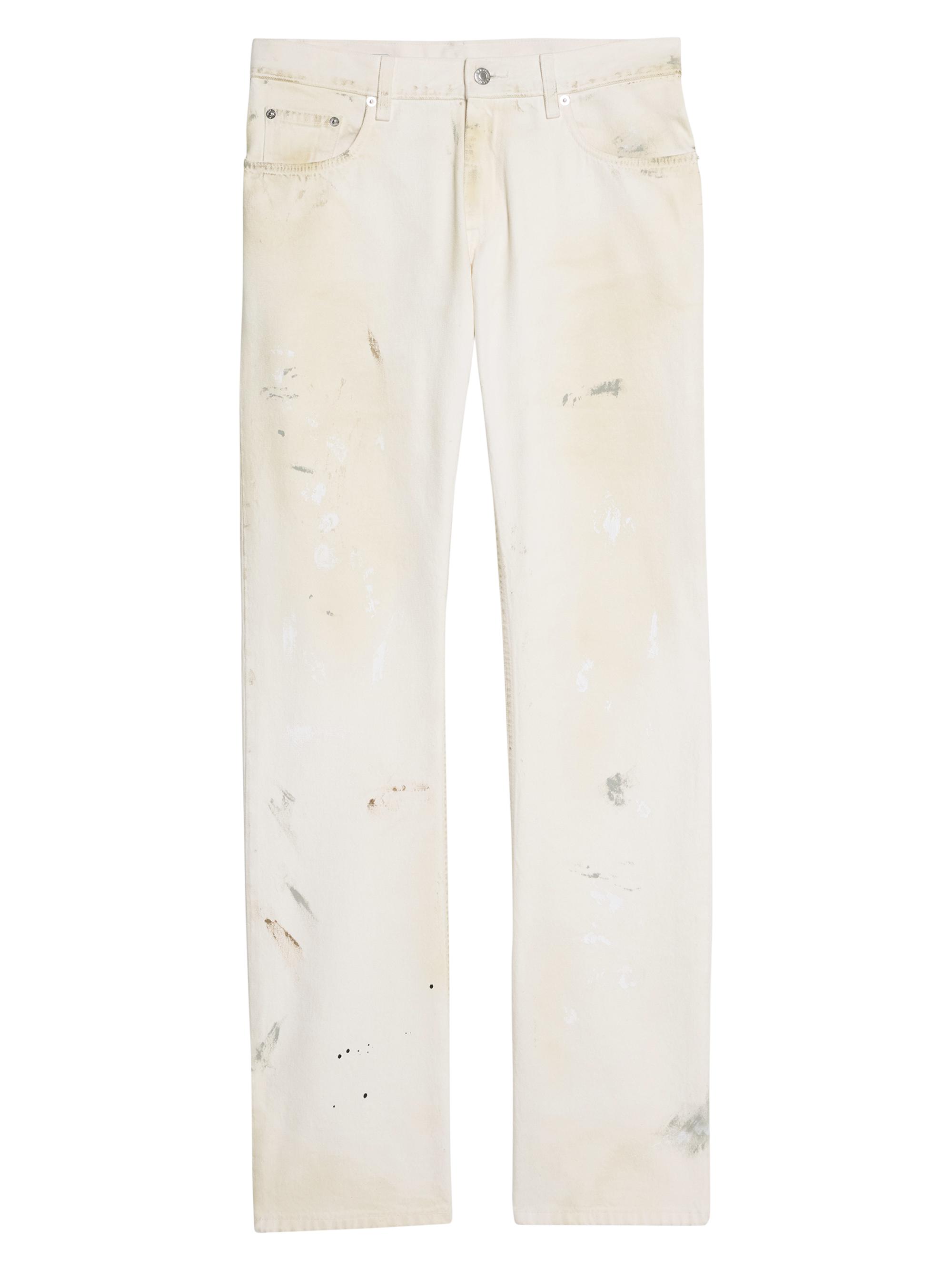 Helmut Lang Men's Painted Straight-Leg Jeans - Ecru Painter