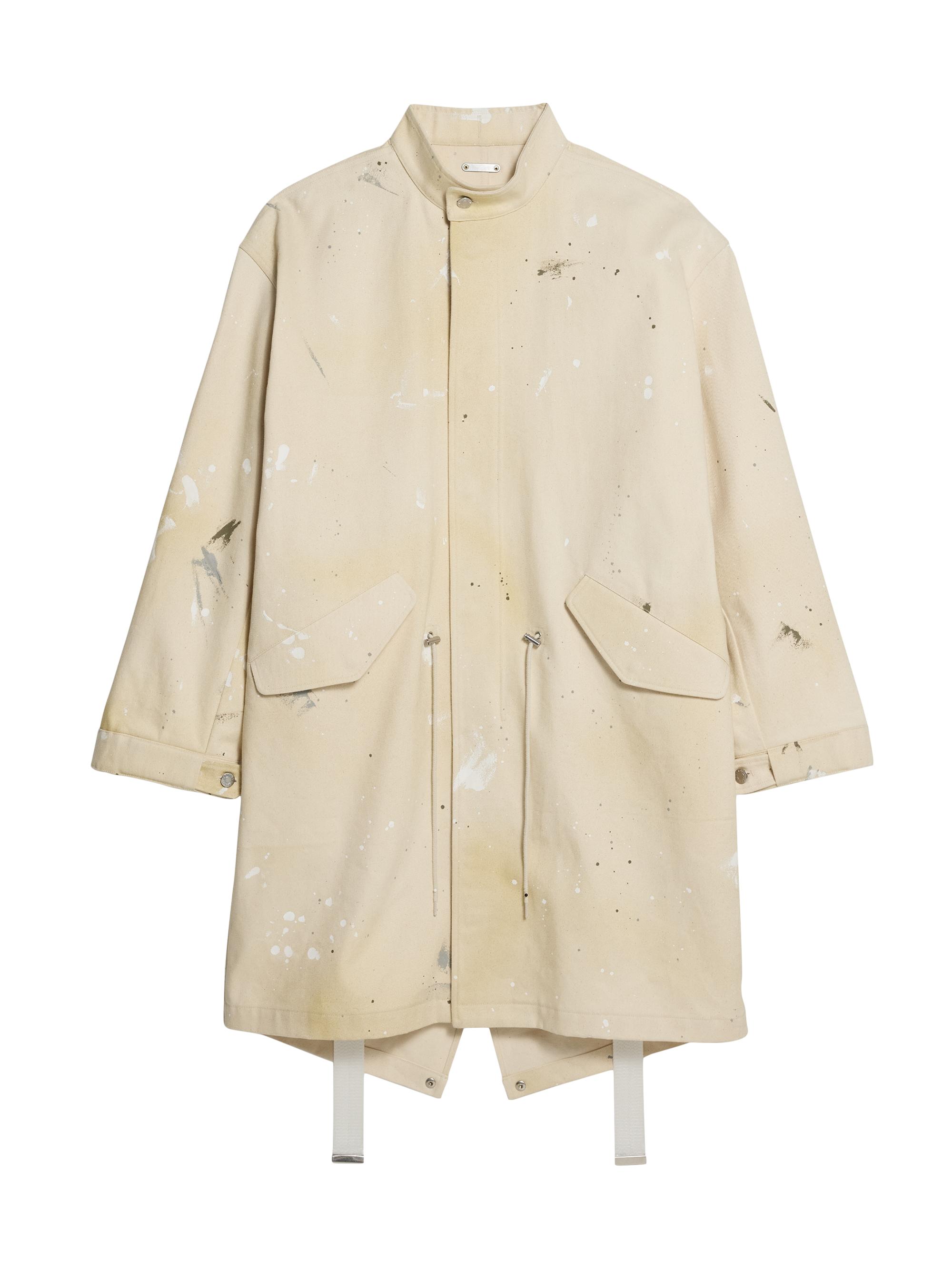 Helmut Lang Men's Painted Cotton Parka - Ecru Painter