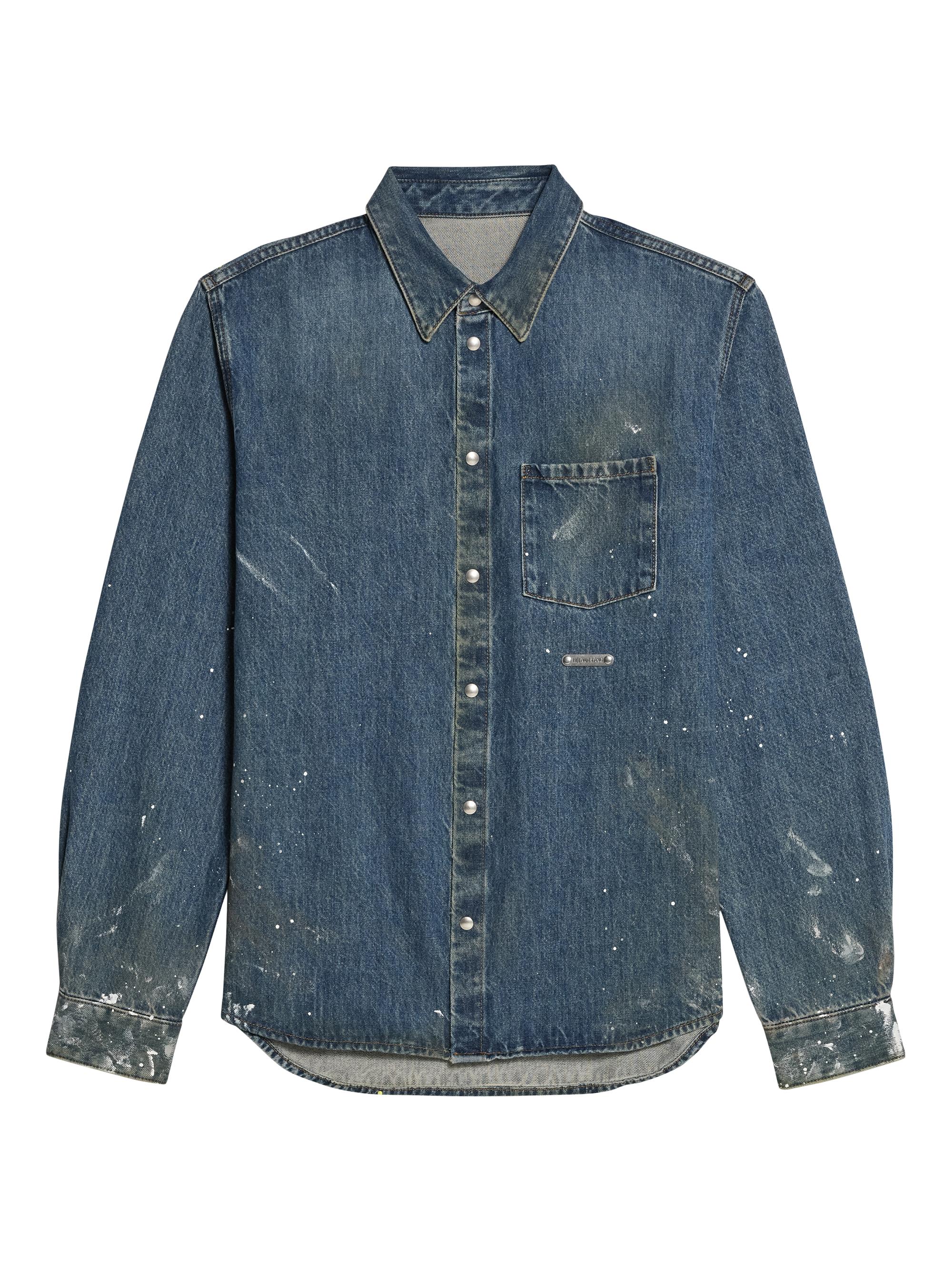 Helmut Lang Men's Denim Relaxed-Fit Shirt Jacket - Mid Indigo Painter