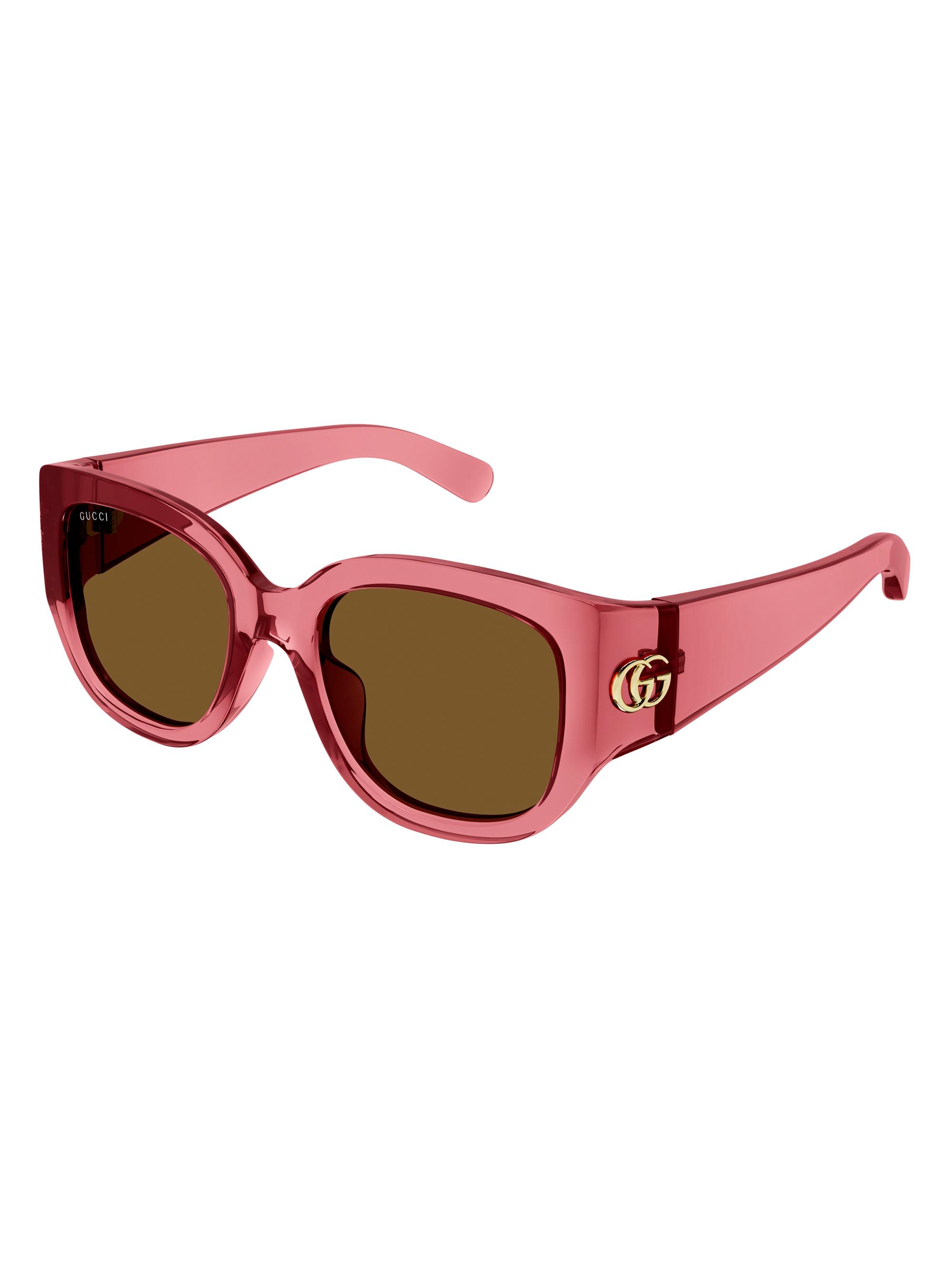 Gucci Women's GG Corner 52MM Round Injection Sunglasses - Transparent Red Brown