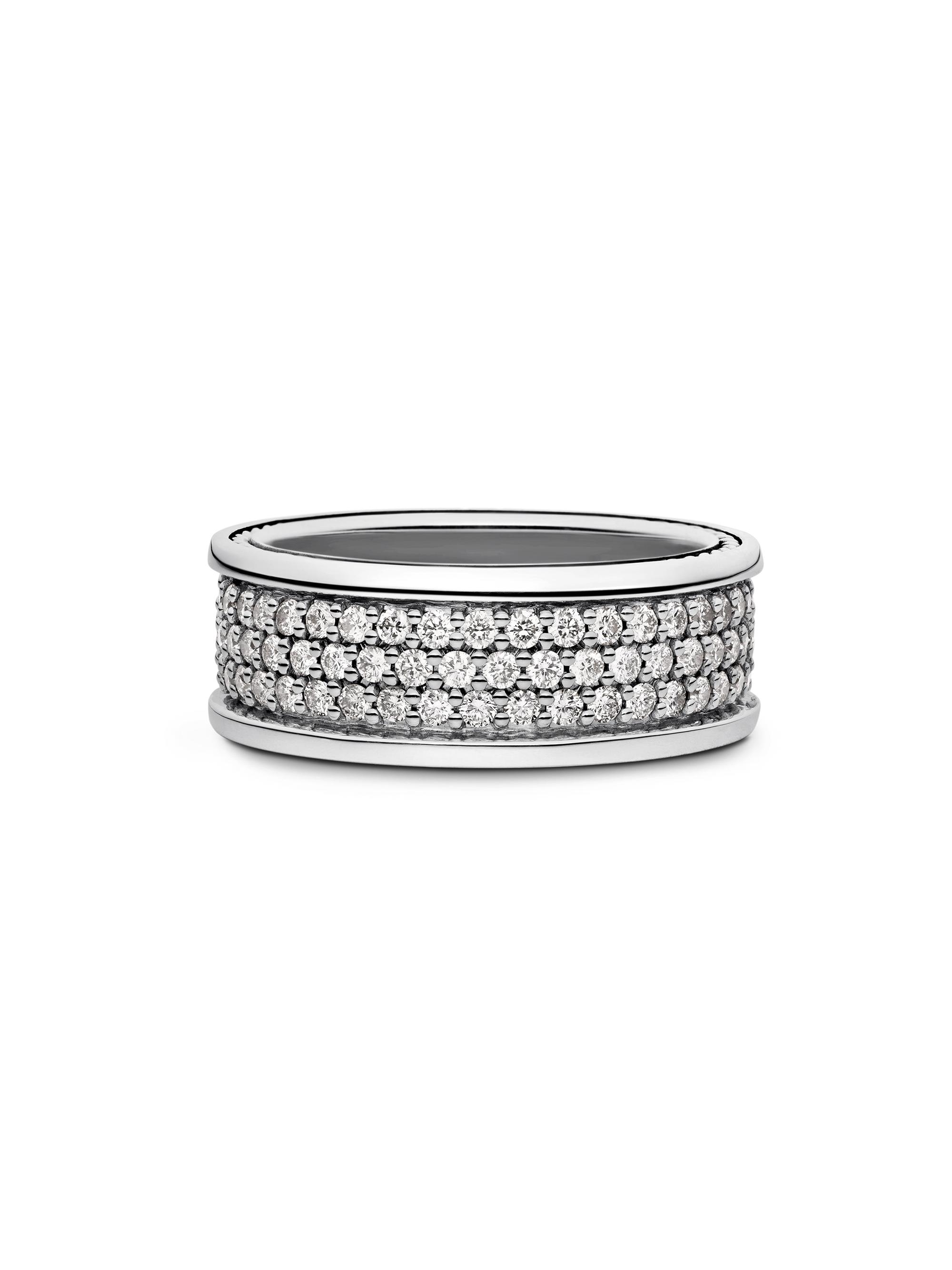 David Yurman Men's Streamline Three Row Band Ring in Sterling Silver - Diamond