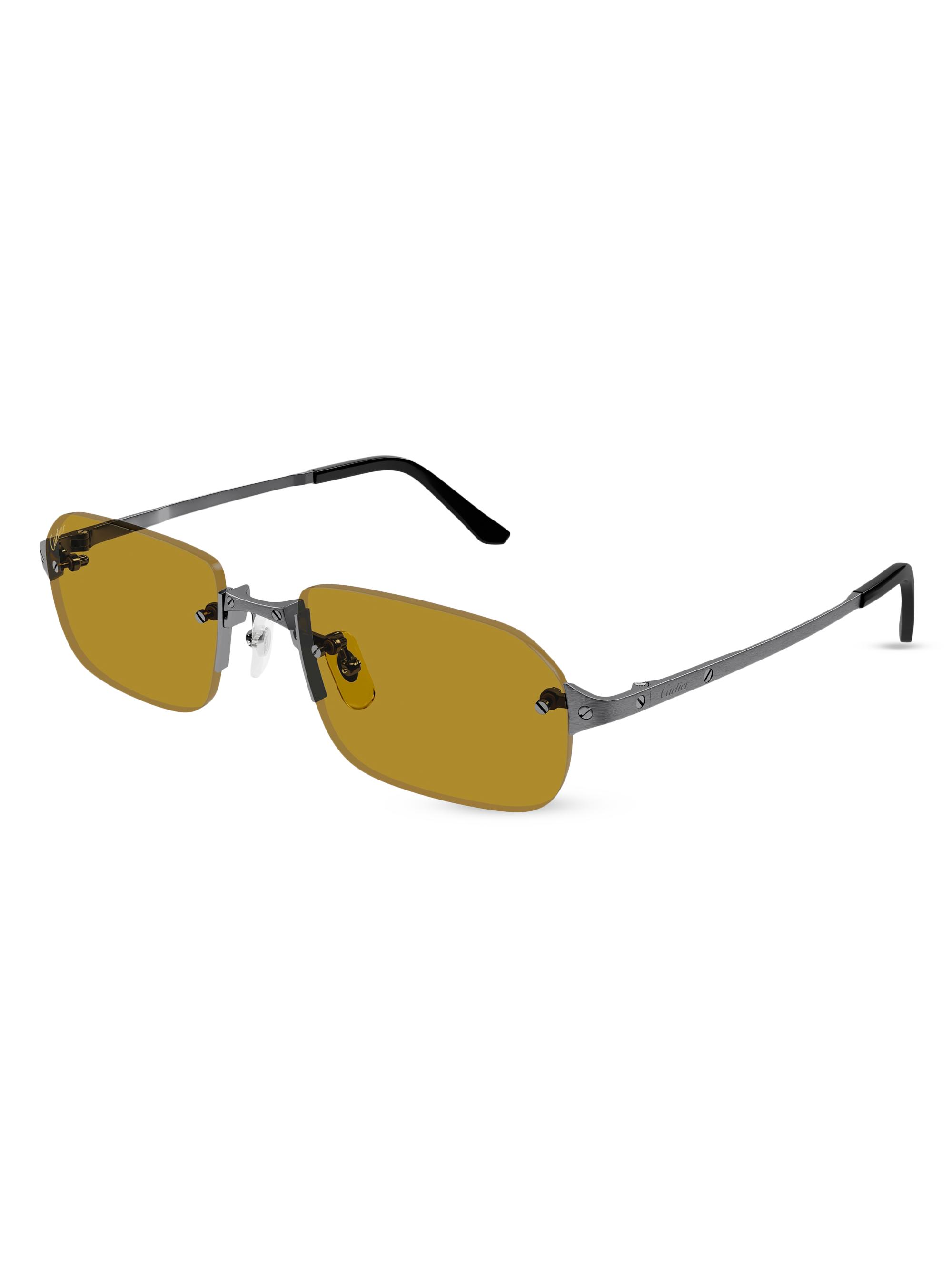 Cartier Men's Santos Classic 56MM Rectangular Sunglasses - Ruthenium Yellow
