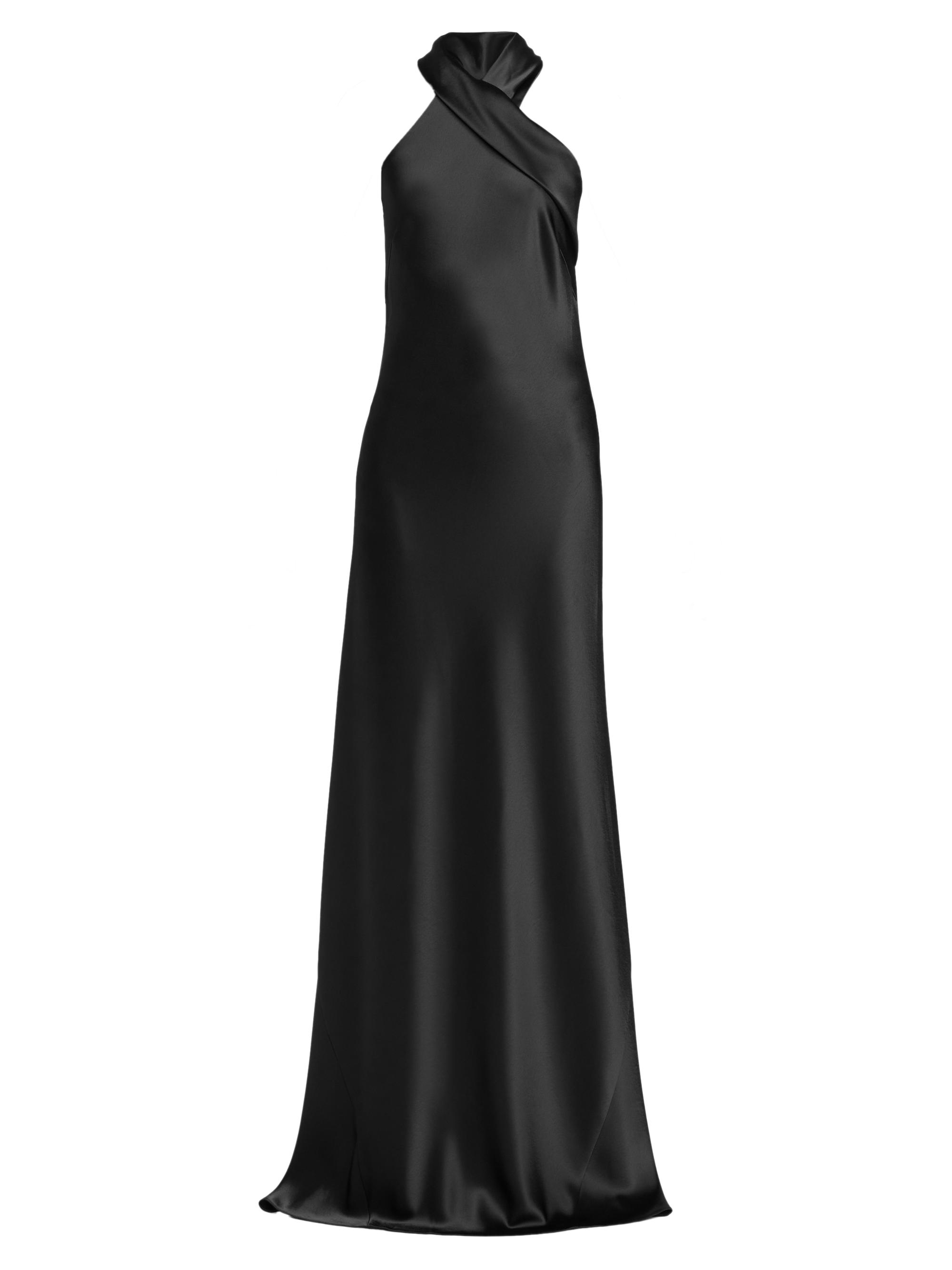 Galvan London Women's Pandora Satin Cross Halter Gown - Black