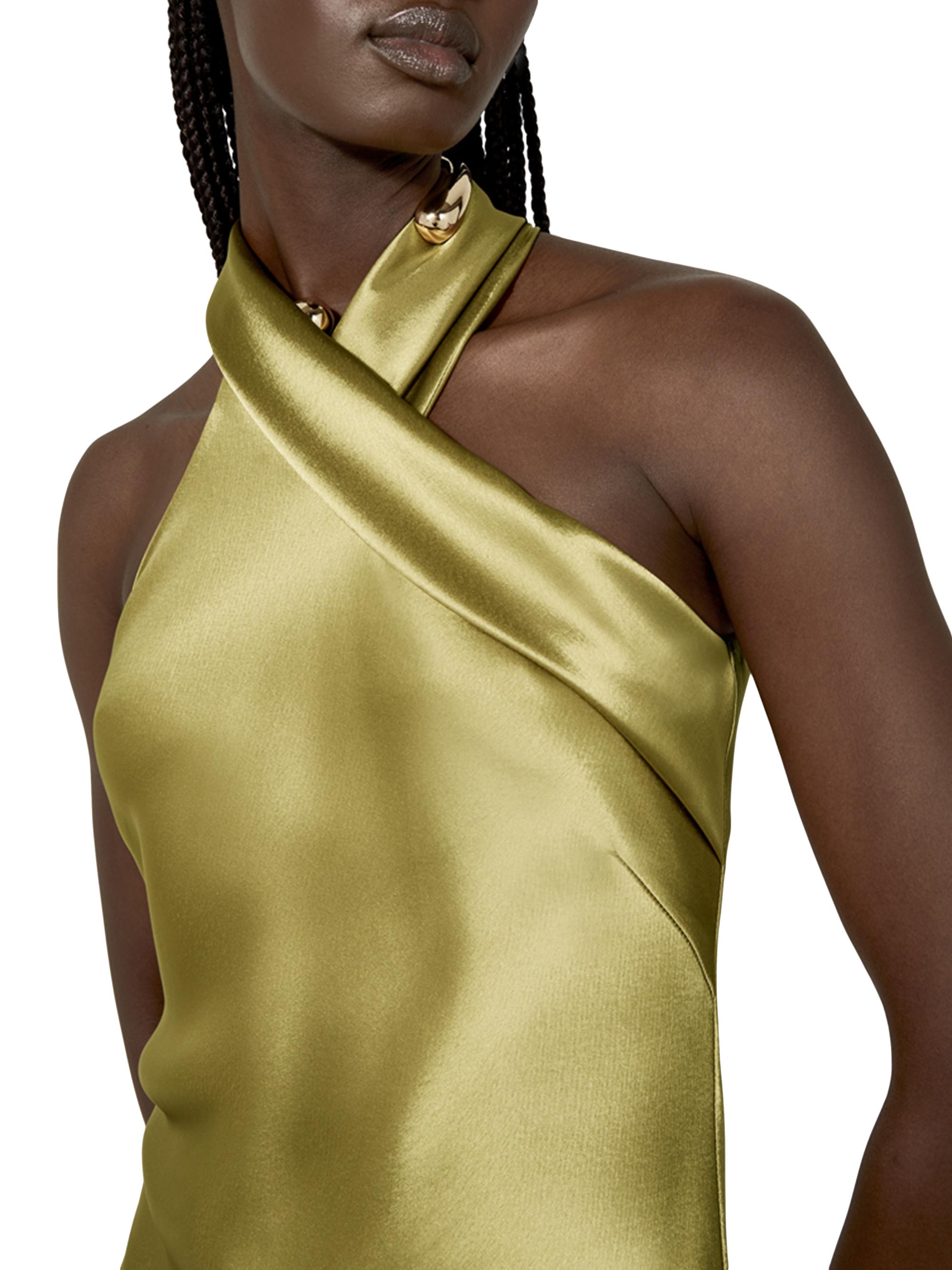 Galvan London Pandora Satin Halterneck Midi-Dress | Saks Fifth Avenue