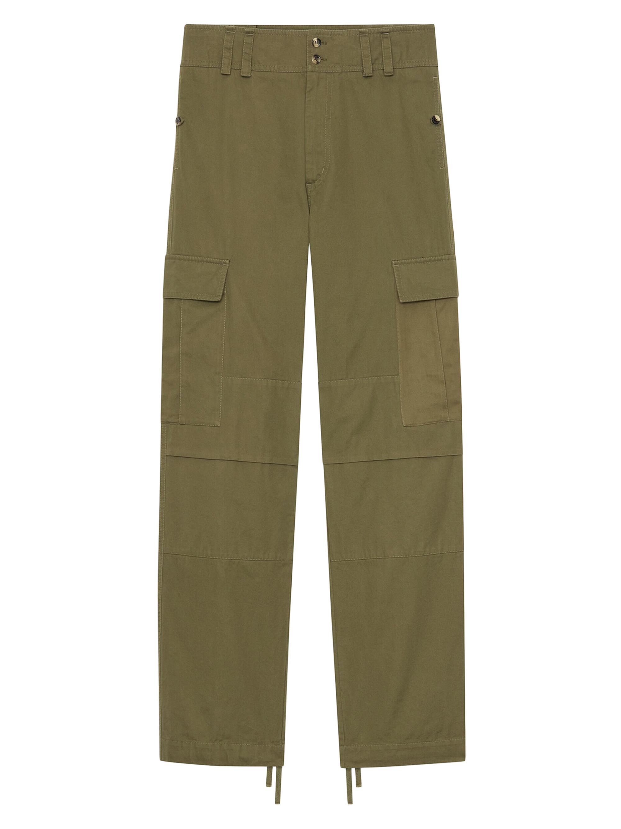 Saint Laurent Women's Cassandre Cargo Pants in Cotton Twill - Kaki Fonce