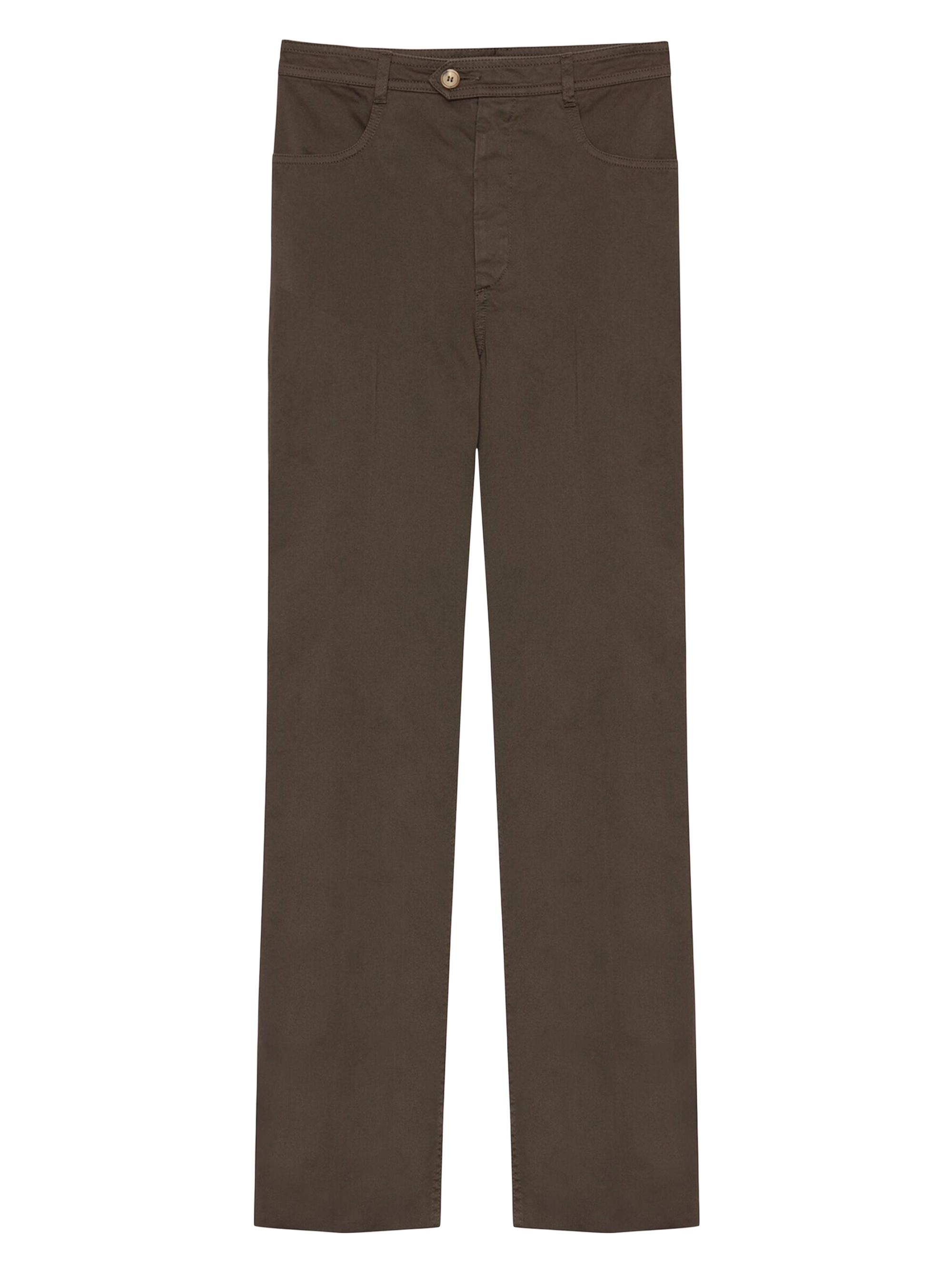 Saint Laurent Women's Straight-Leg Pants in Cotton - Dark Brown