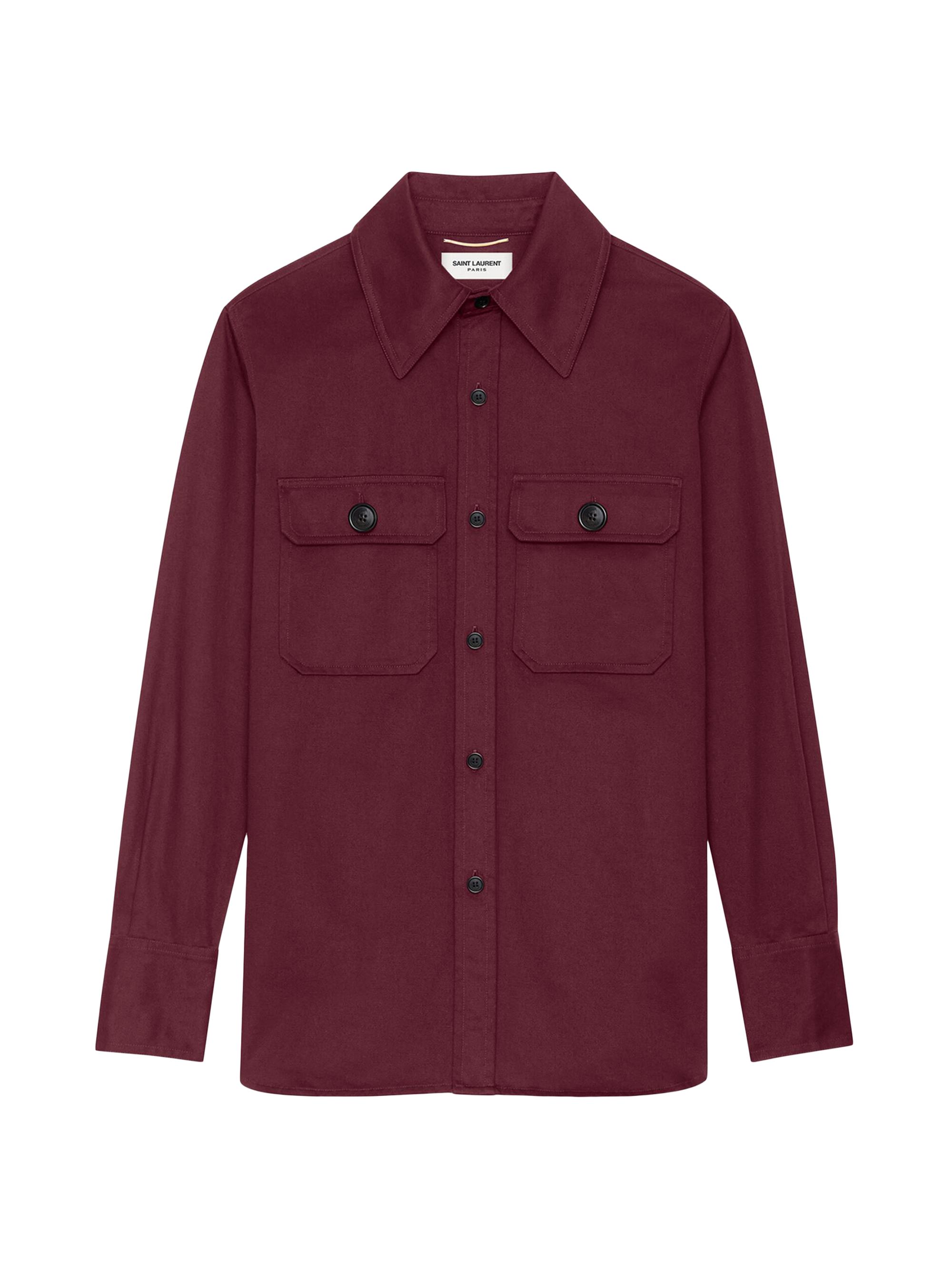 Saint Laurent Women's Saharienne Shirt in Cotton Drill - Aubergine