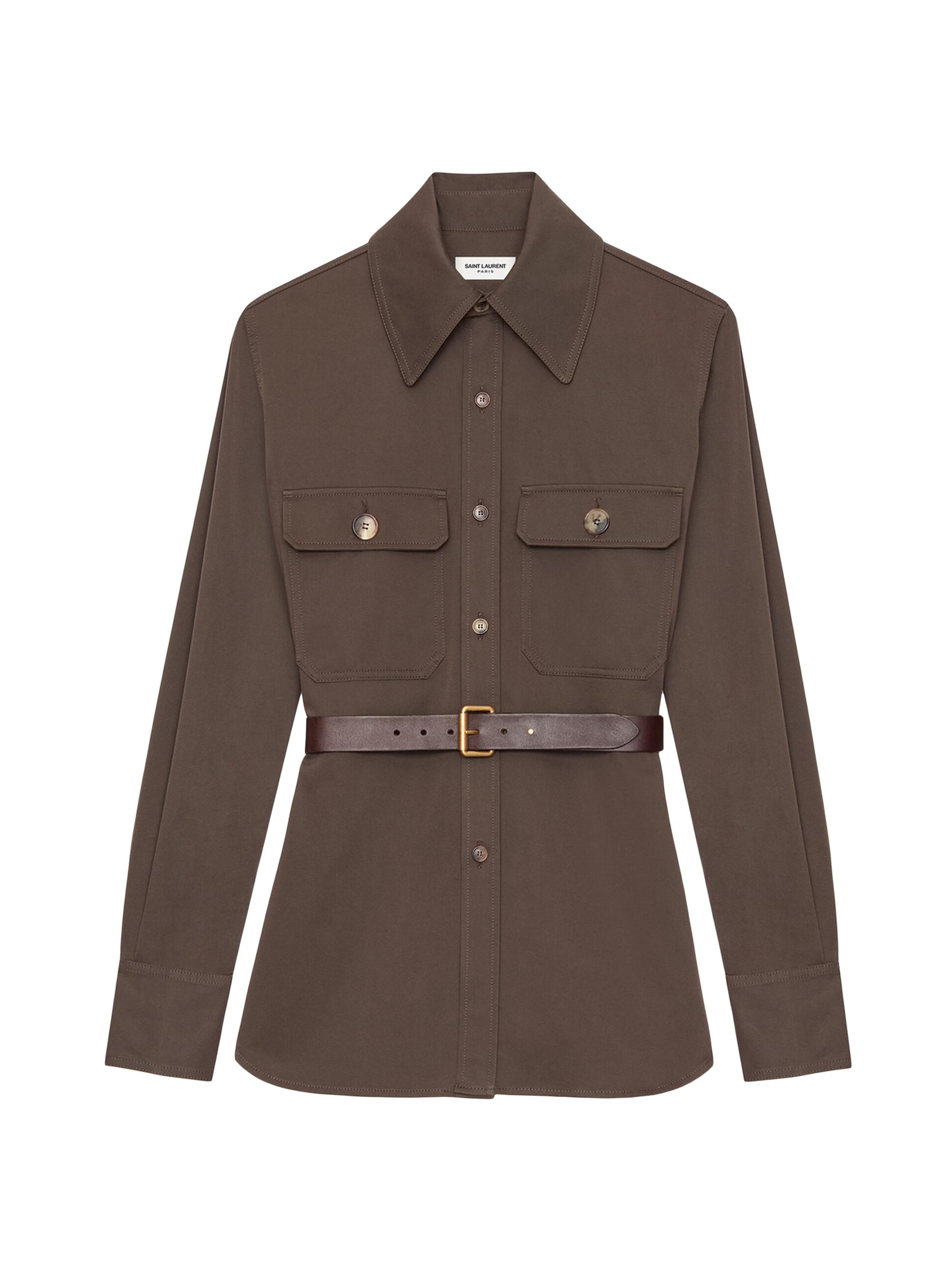 Saint Laurent Women's Overshirt in Cotton - Dark Brown