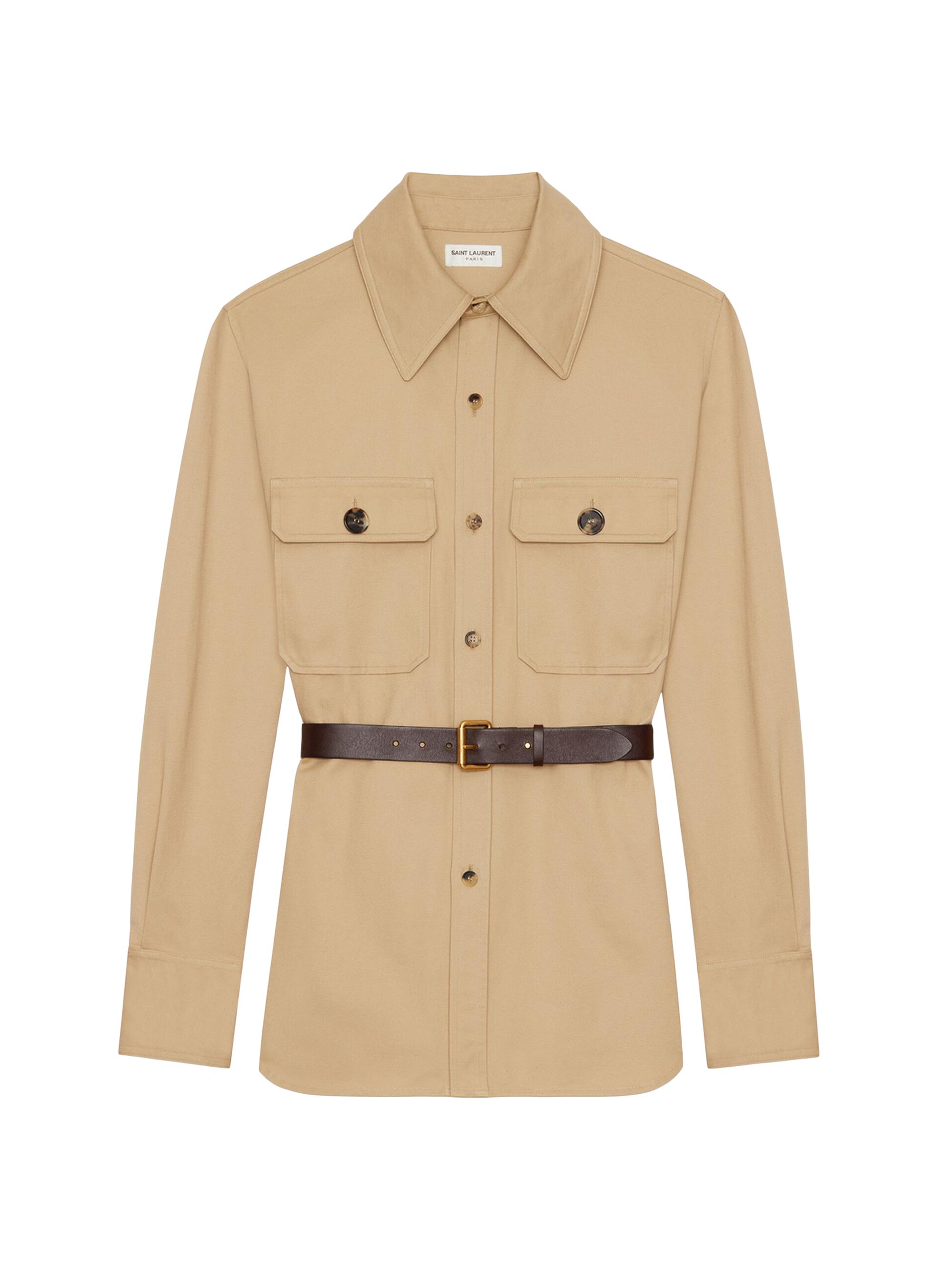 Saint Laurent Women's Saharienne Shirt in Cotton Drill - Beige