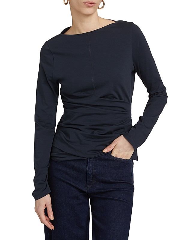 Shop 3.1 Phillip Lim Draped Stretch Cotton Boatneck Top Shop 3.1 Phillip Lim Draped Stretch Cotton Boatneck Top