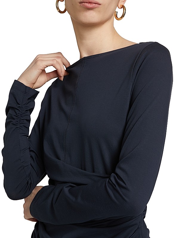 Shop 3.1 Phillip Lim Draped Stretch Cotton Boatneck Top Shop 3.1 Phillip Lim Draped Stretch Cotton Boatneck Top
