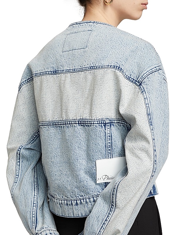 Shop 3.1 Phillip Lim Collarless Cropped Denim Jacket | Saks Shop 3.1 Phillip Lim Collarless Cropped Denim Jacket | Saks