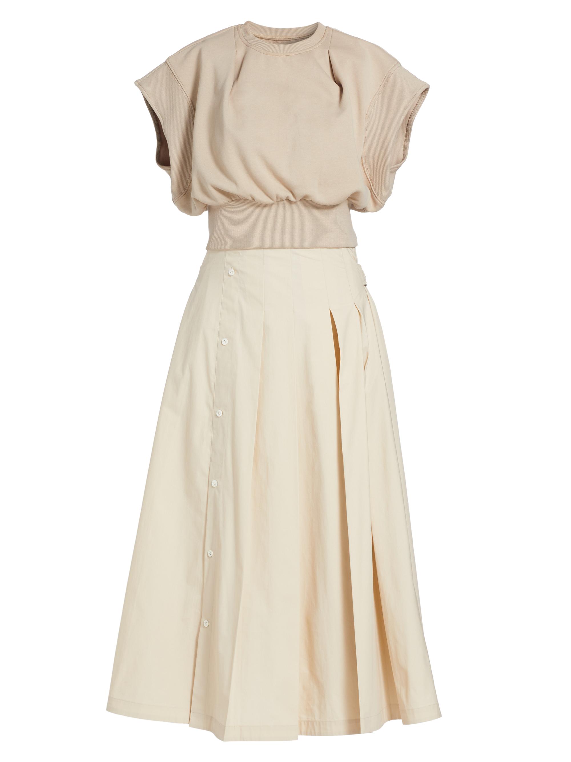 3.1 Phillip Lim Women's Sweatshirt Combo Pleated Midi-Dress - Concrete