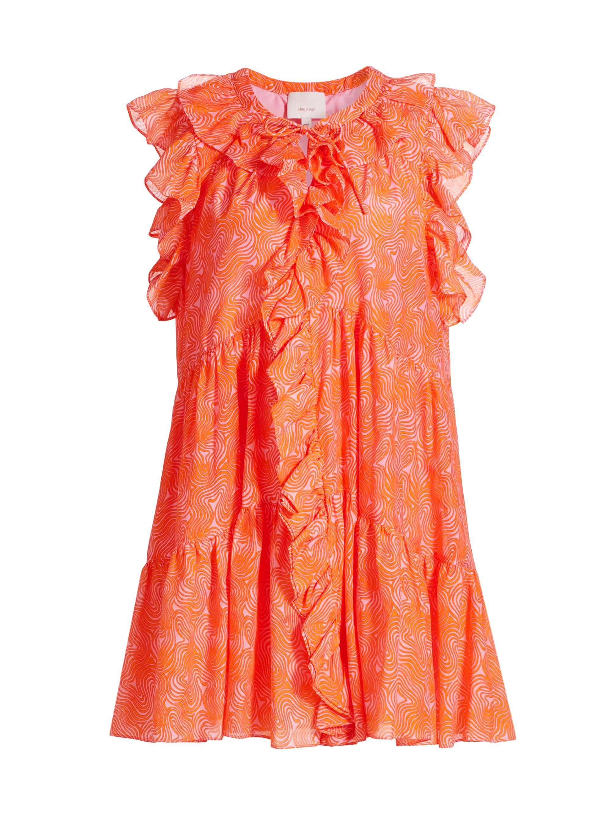 CINQ A SEPT Women's Summer Waves Letitia Abstract Minidress - Pale Flamingo Orange
