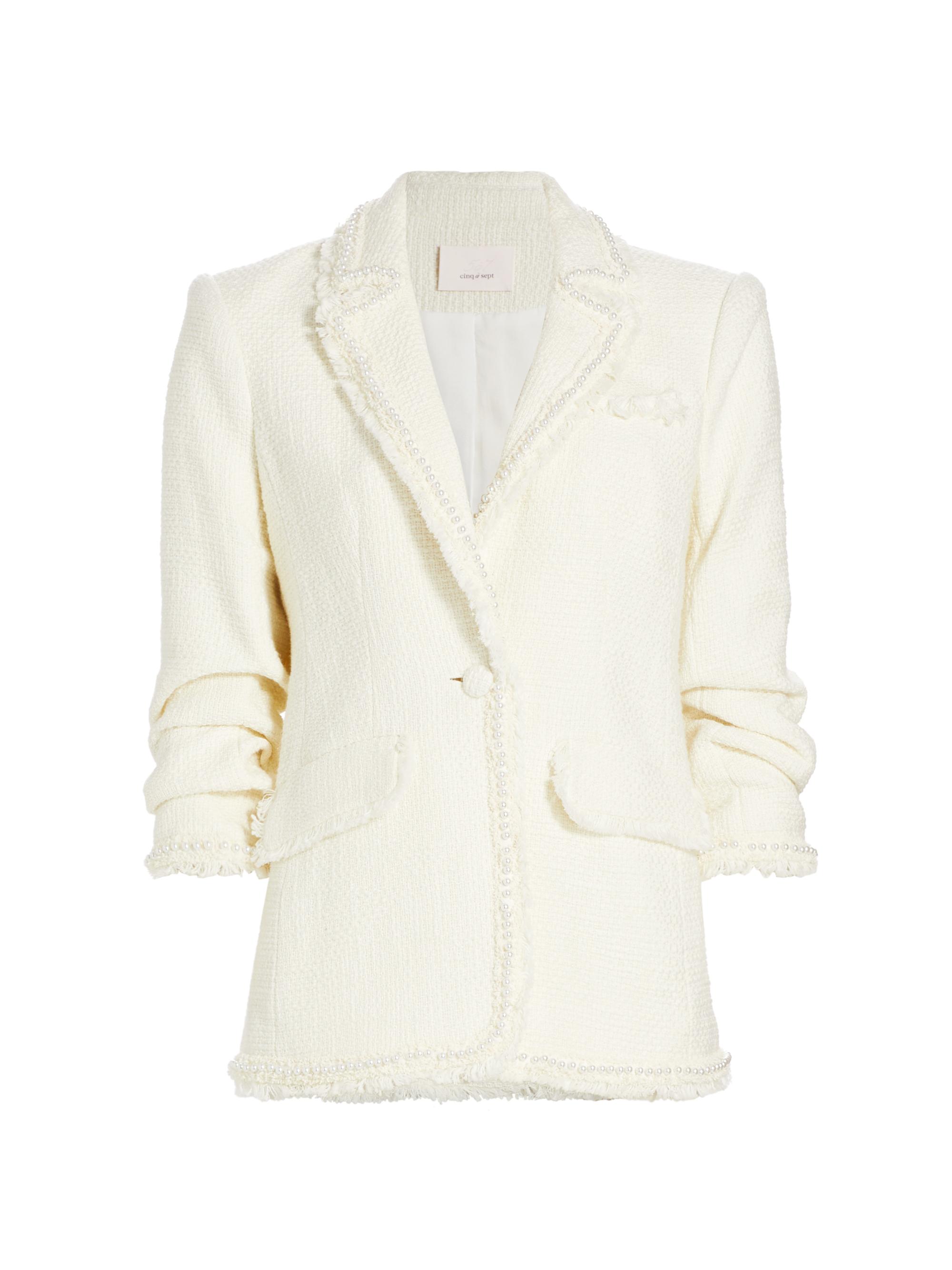 CINQ A SEPT Women's Khloe Faux-Pearl Bouclé Blazer -