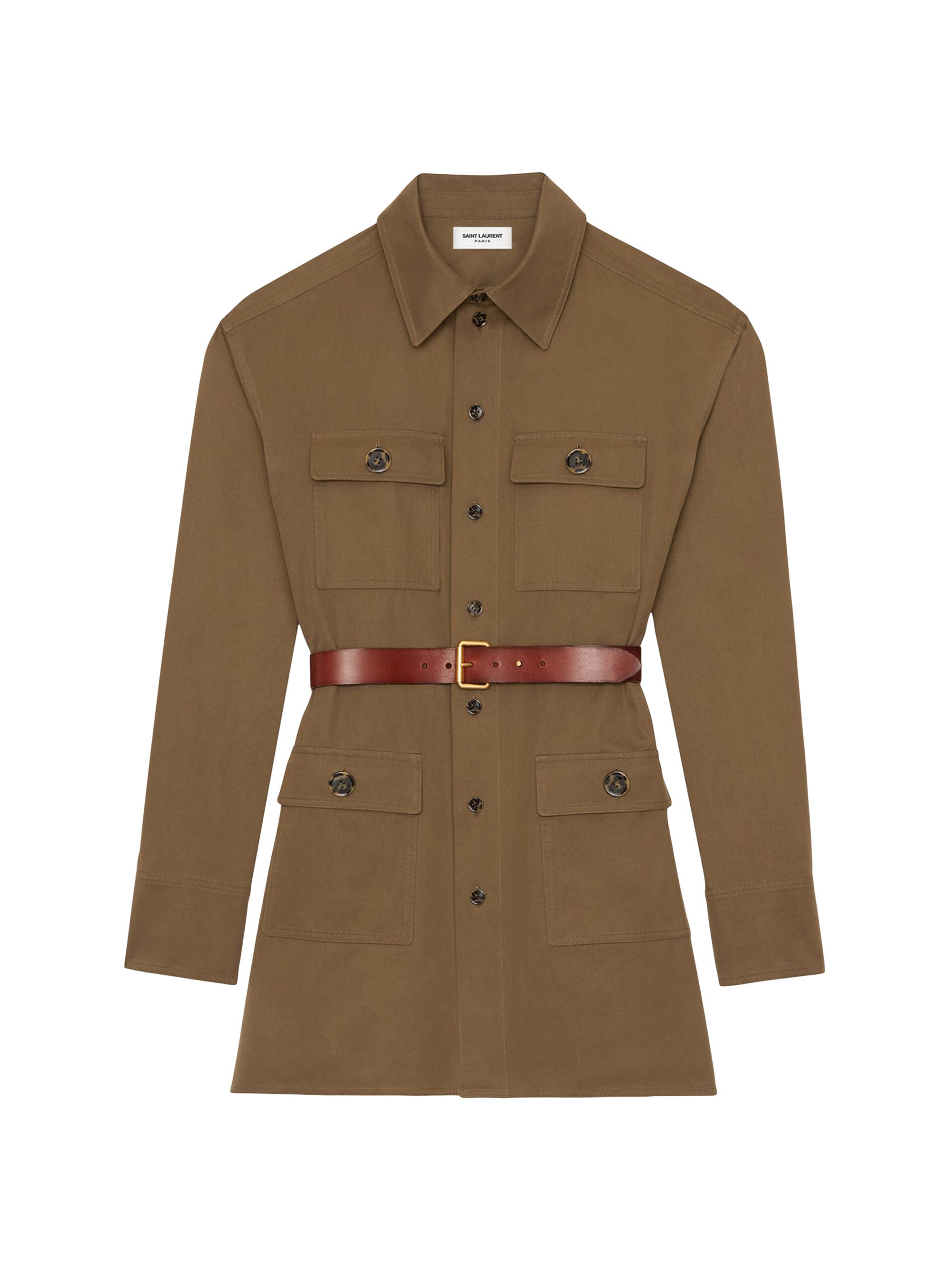 Saint Laurent Women's Saharienne Shirt in Cotton Twill - Ecorce