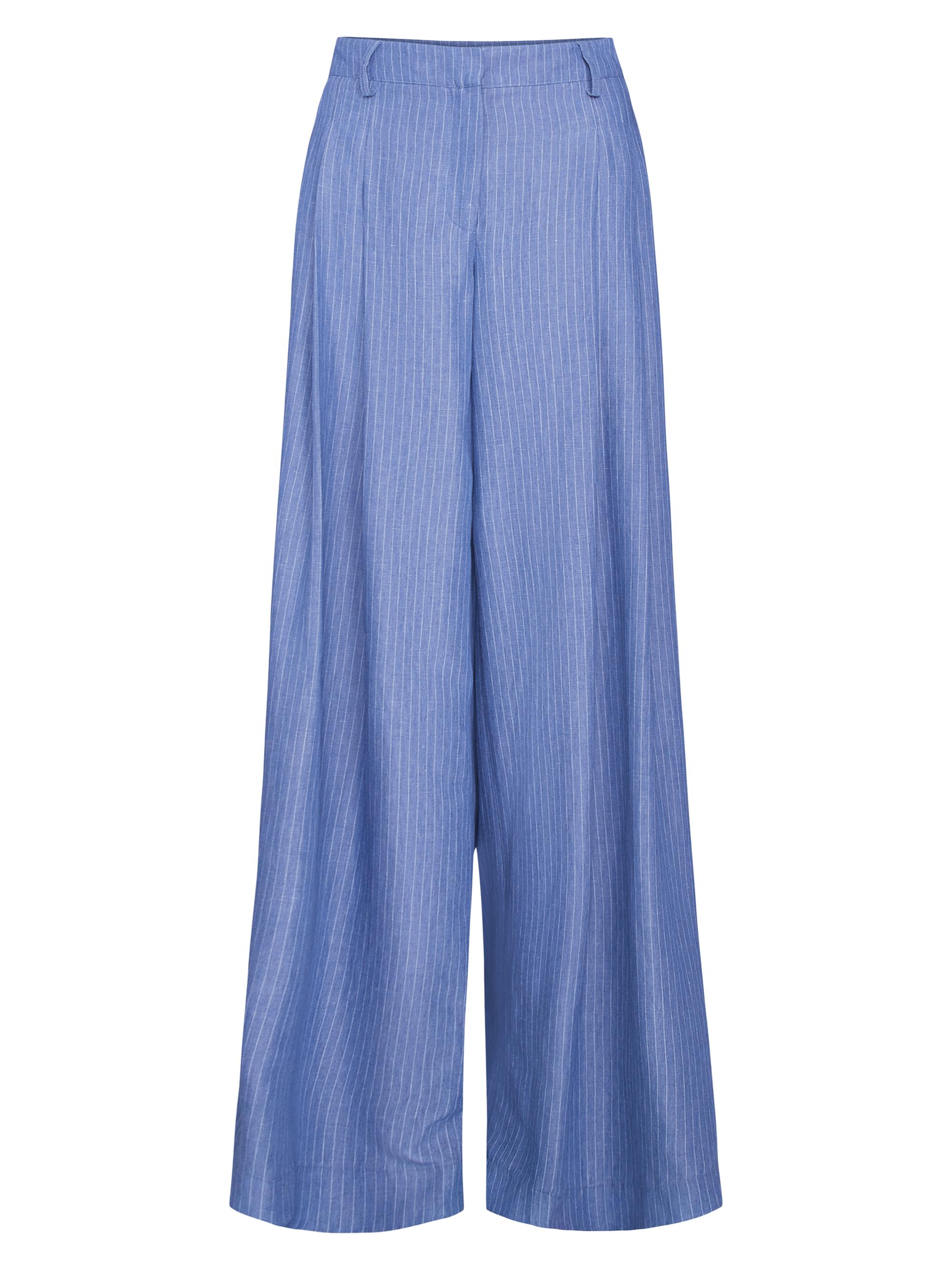 TWP Women's Didi Pinstriped Twill Pants - Indigo White