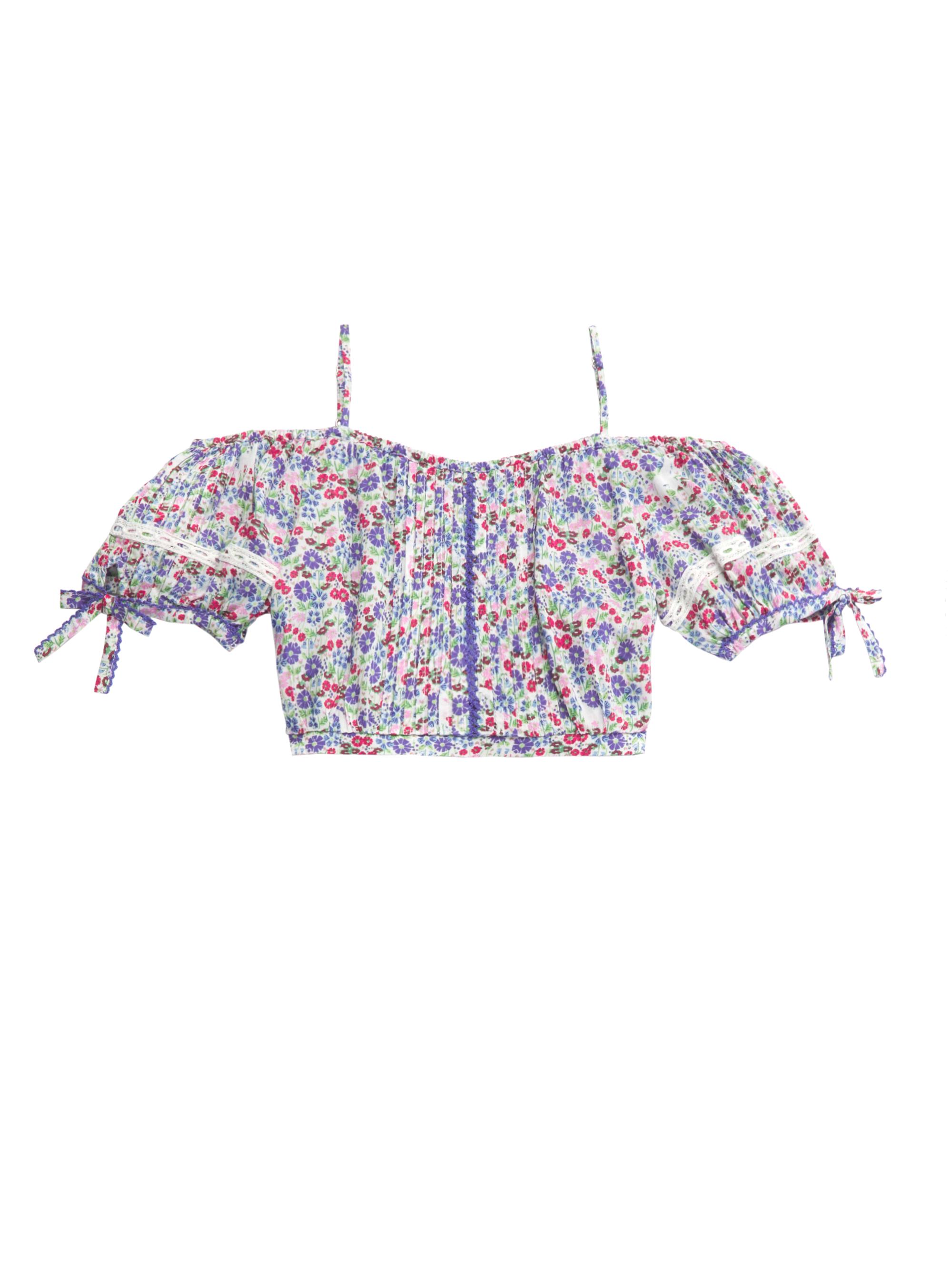 Poupette St Barth Little Girl's & Girl's Bonny Floral Off-The-Shoulder Top - Blue Jardin