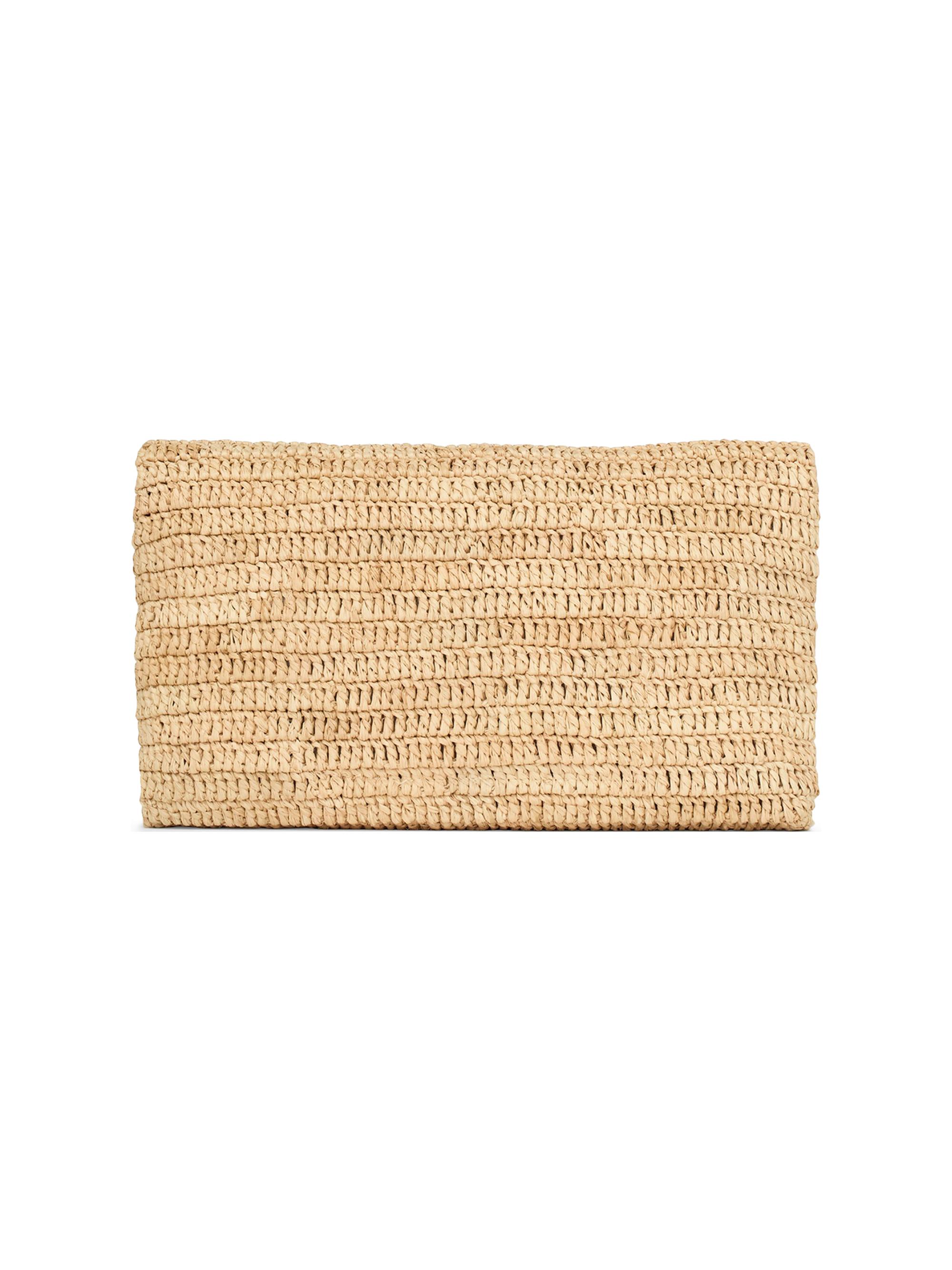 ☆良品・保存袋付☆Yves Saint Laurentリボンショルダーバッグ Saint Laurent Cassandre Large Envelope Pouch in Raffia | Saks