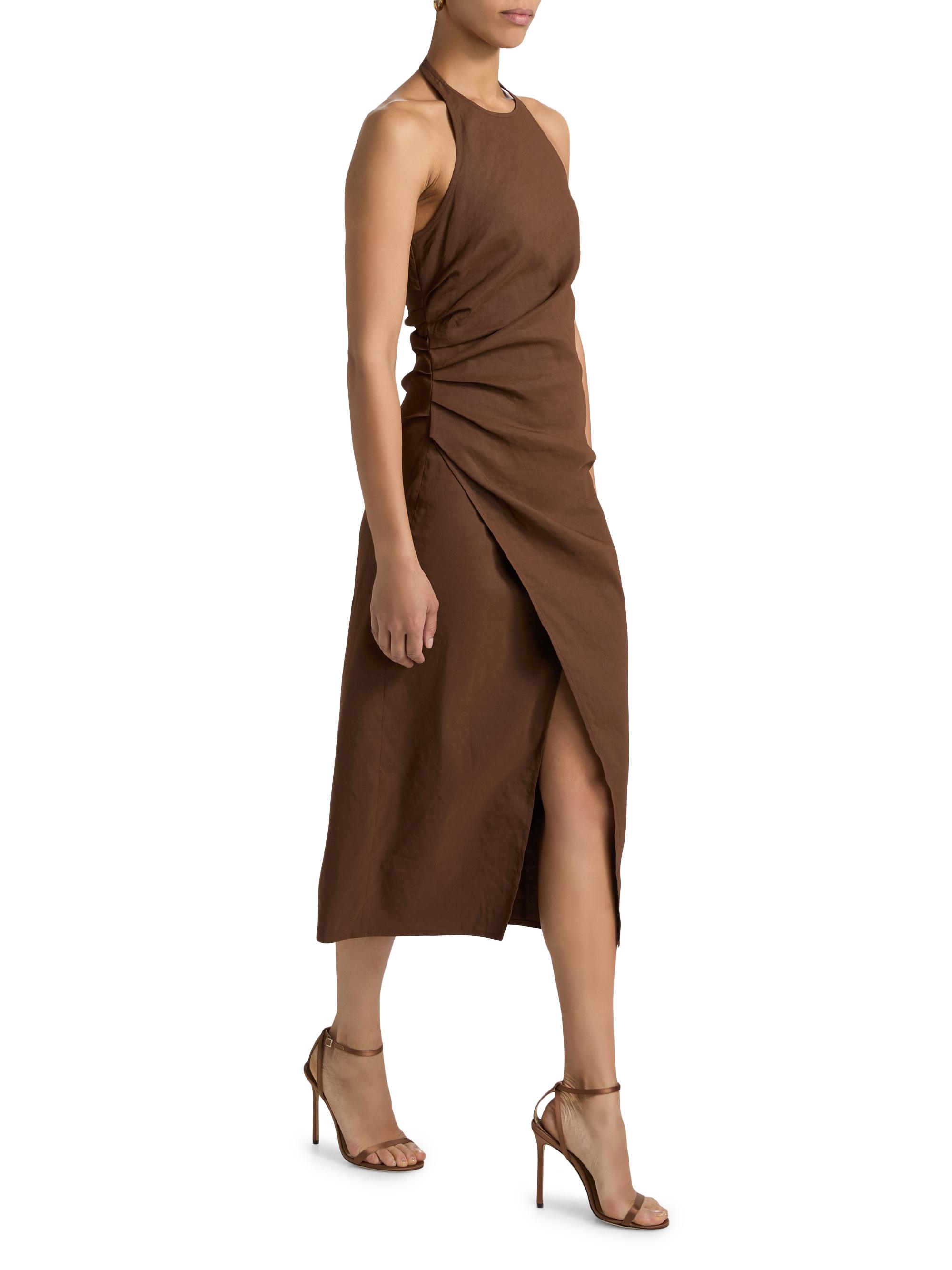 bcbgeneration halter dress Y2K BCBG Brown Silk Halter Dress (XS) main image 0