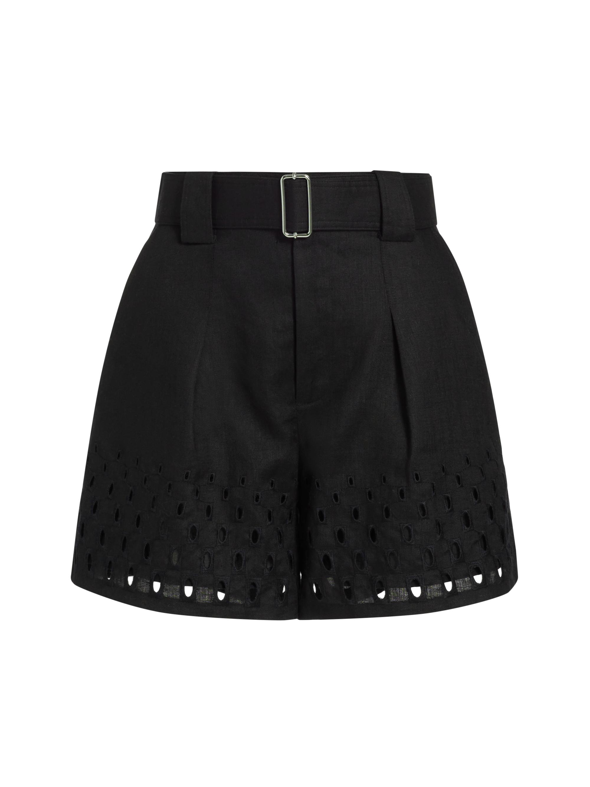 Kali Eyelet Linen Belted Shorts