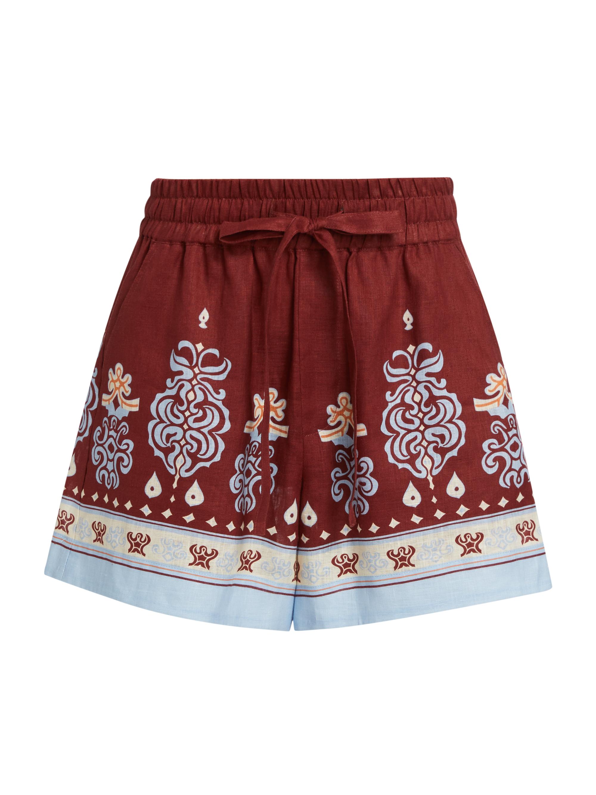A.L.C. Women's Emmett Linen Brocade Shorts - Syrah Sky Blue