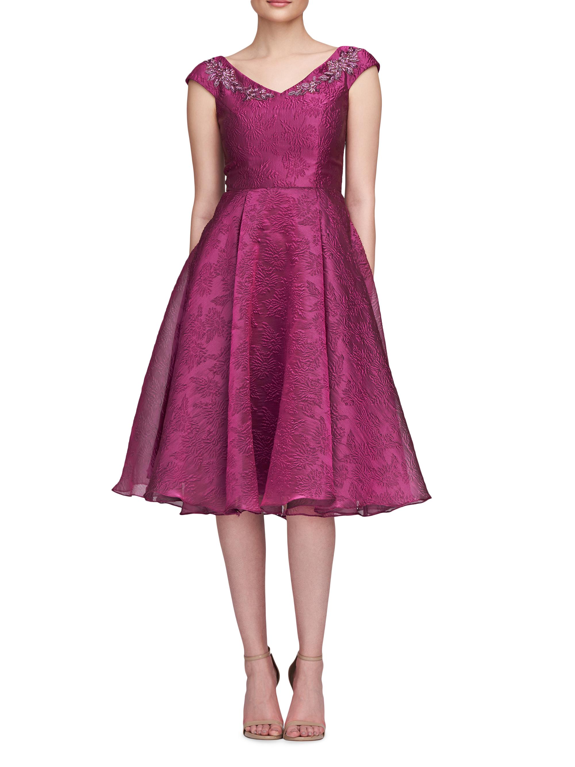 Theia Women's Kit Jacquard Cocktail Dress - Quartz