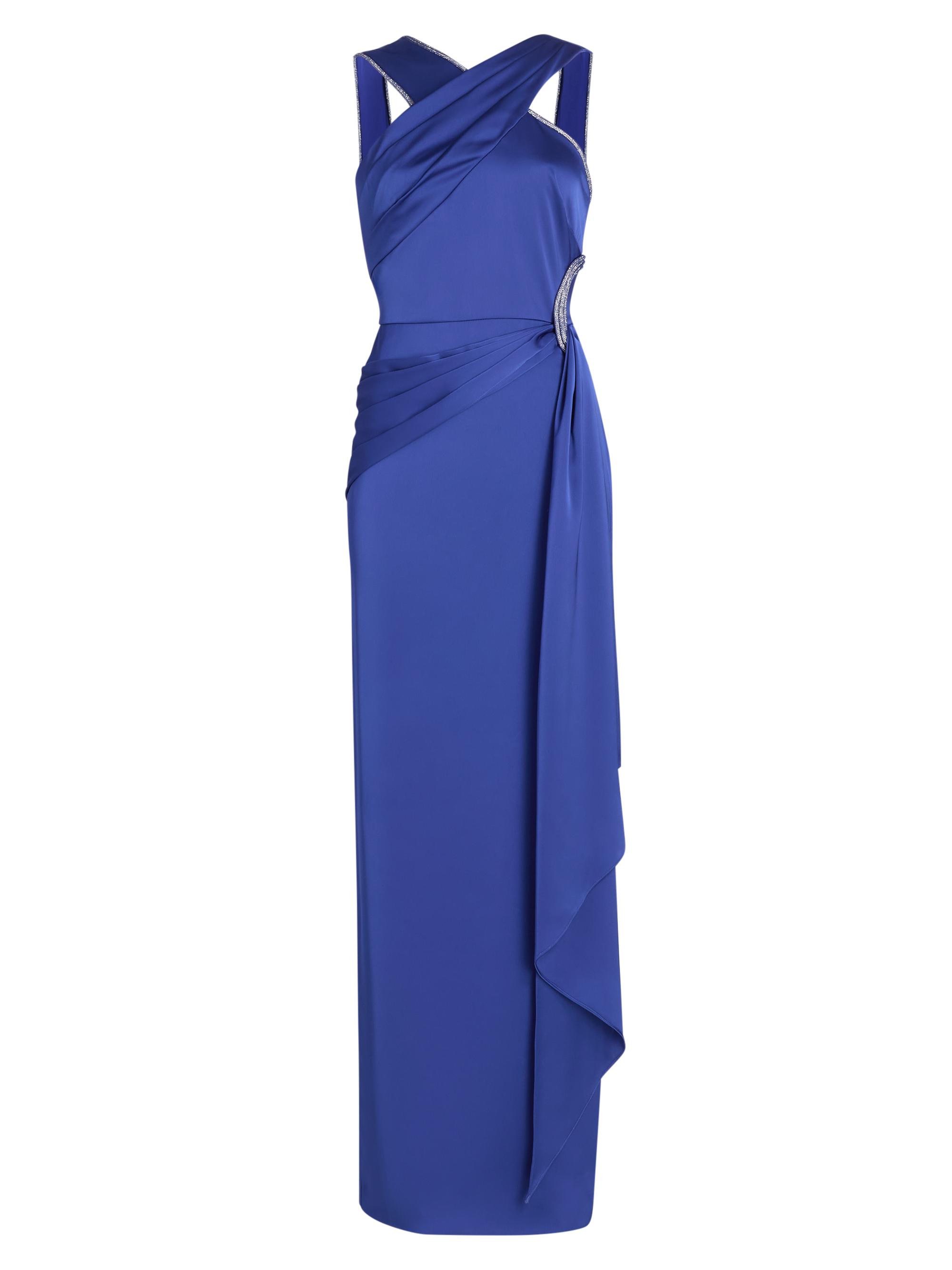 Theia Women's Cressida Halter Column Gown - Maritime Blue