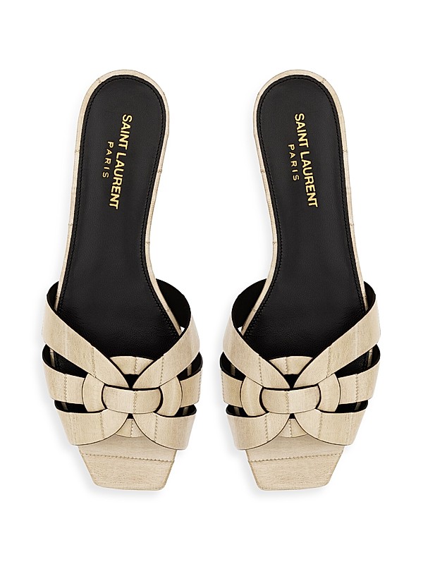 Shop Saint Laurent Tribute Mules in Eel | Saks Fifth Avenue Shop Saint Laurent Tribute Mules in Eel | Saks Fifth Avenue