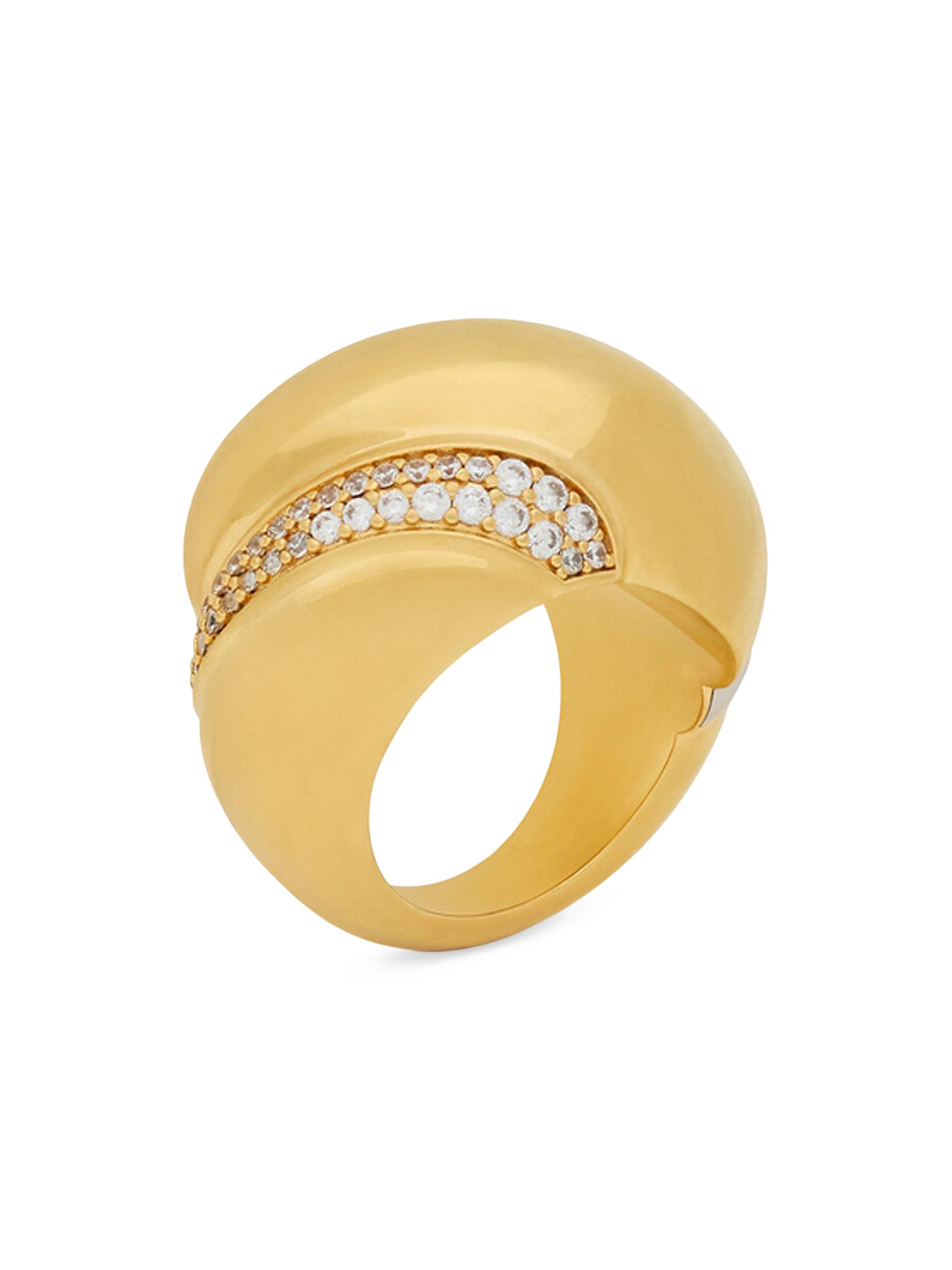 Saint Laurent Women's Crystal Whirlwind Ring in Metal - Gold Crystal