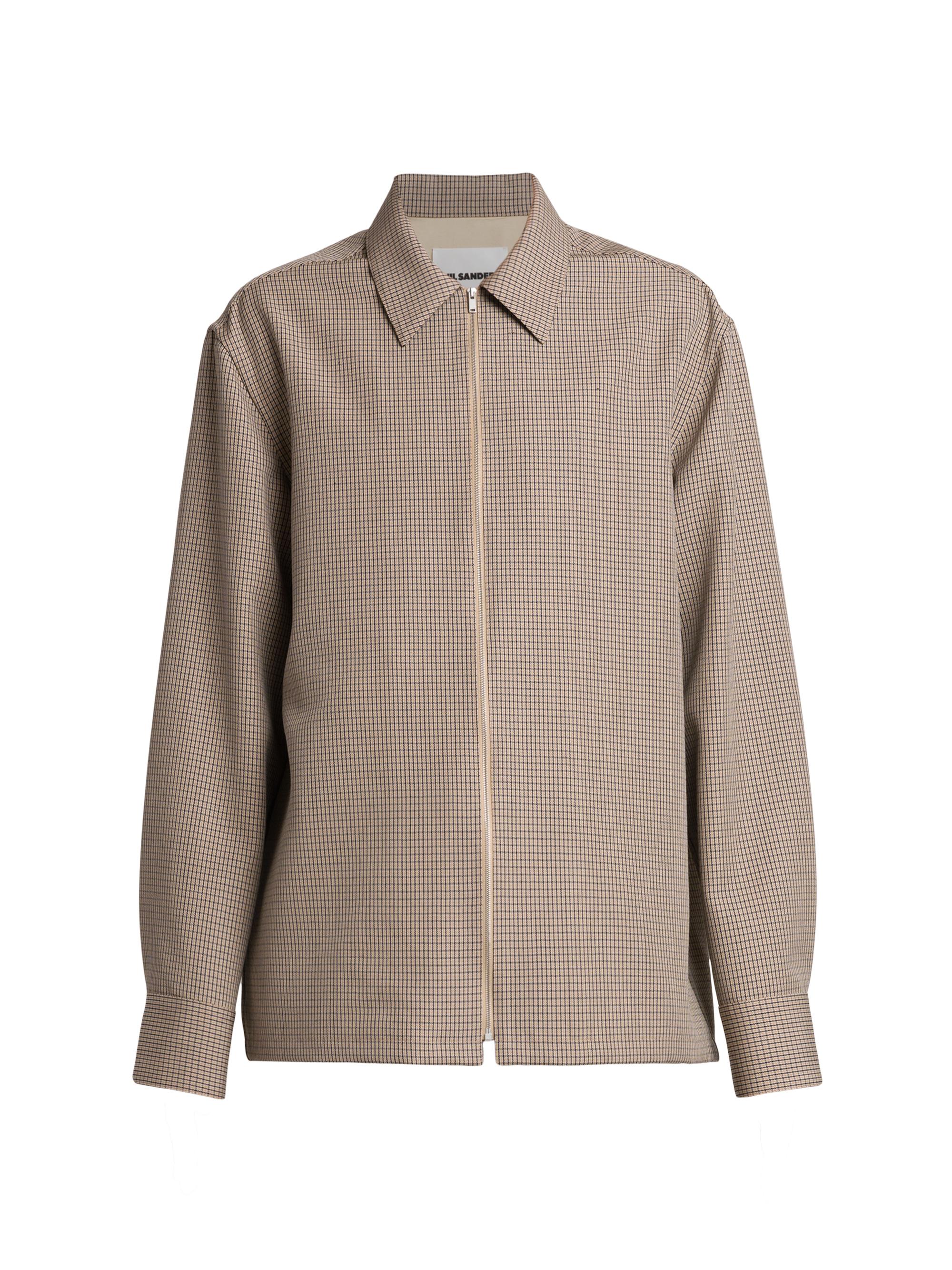 Jil Sander Men's Shadow Plaid Wool Shirt - Roof Shadow