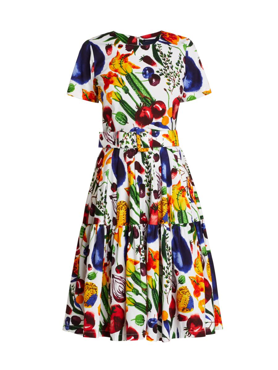 Samantha Sung Vegetable Stretch Cotton Midi-Dress | Saks