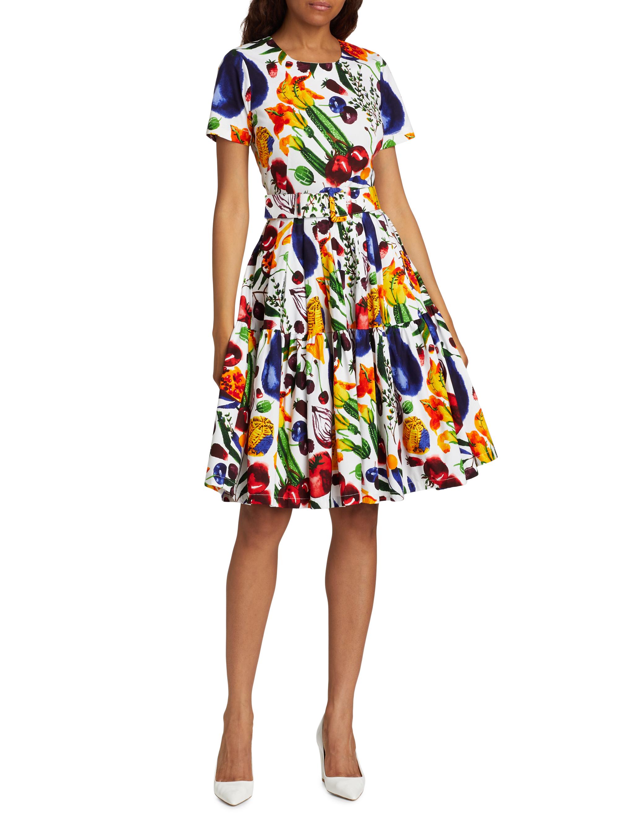 Samantha Sung Women's Vegetable Stretch Cotton Midi-Dress - Watercolor