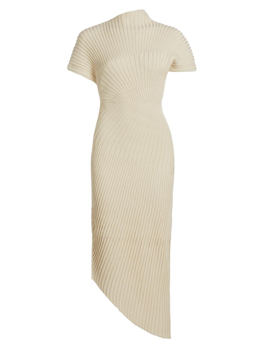 black knit midi dress with sleeves CELINE CRYSTAL-TRIMMED KNIT MIDI DRESS main image 1