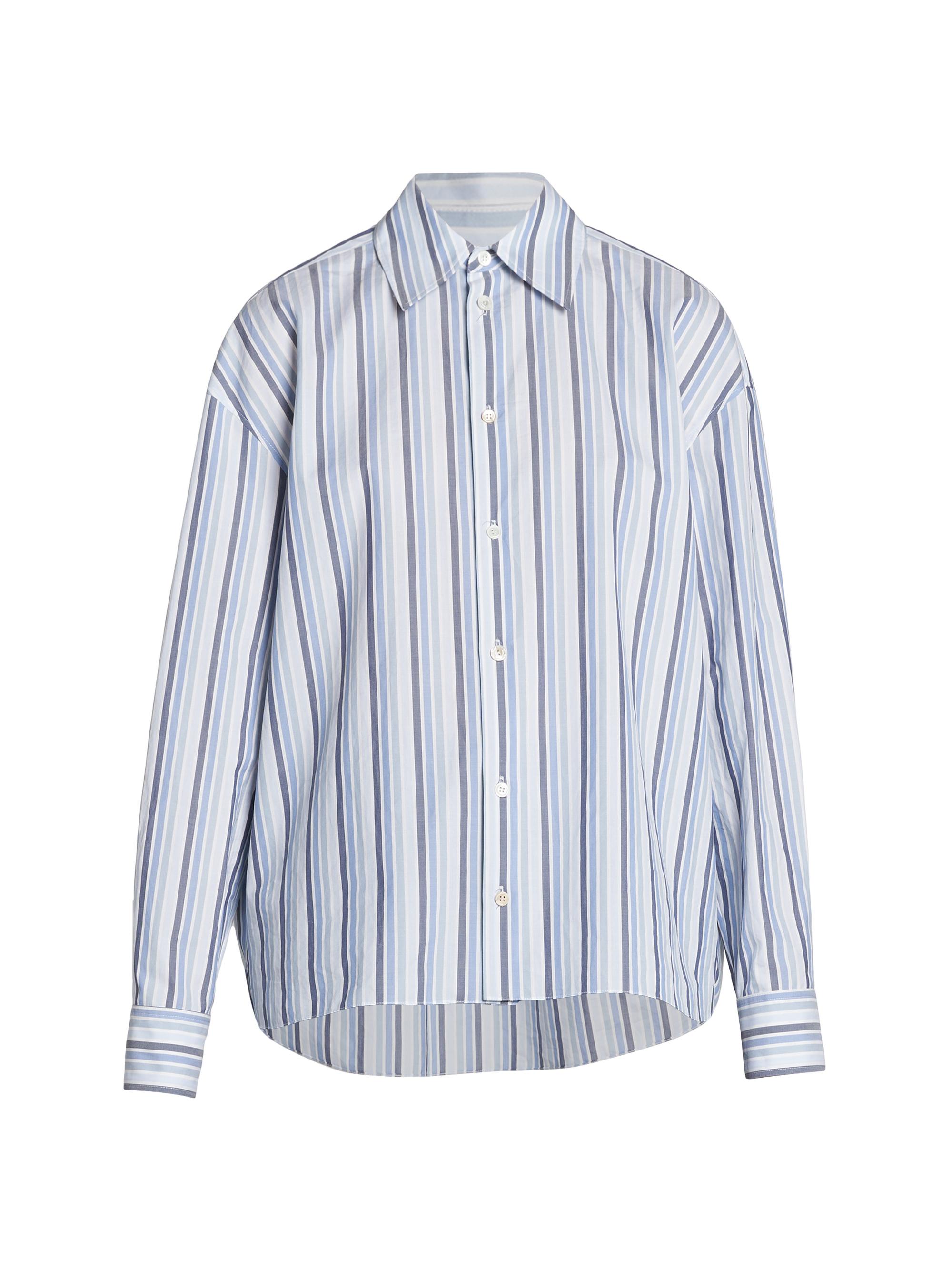 Marni Women's Oversized Striped Cotton Button-Front Shirt - Lake