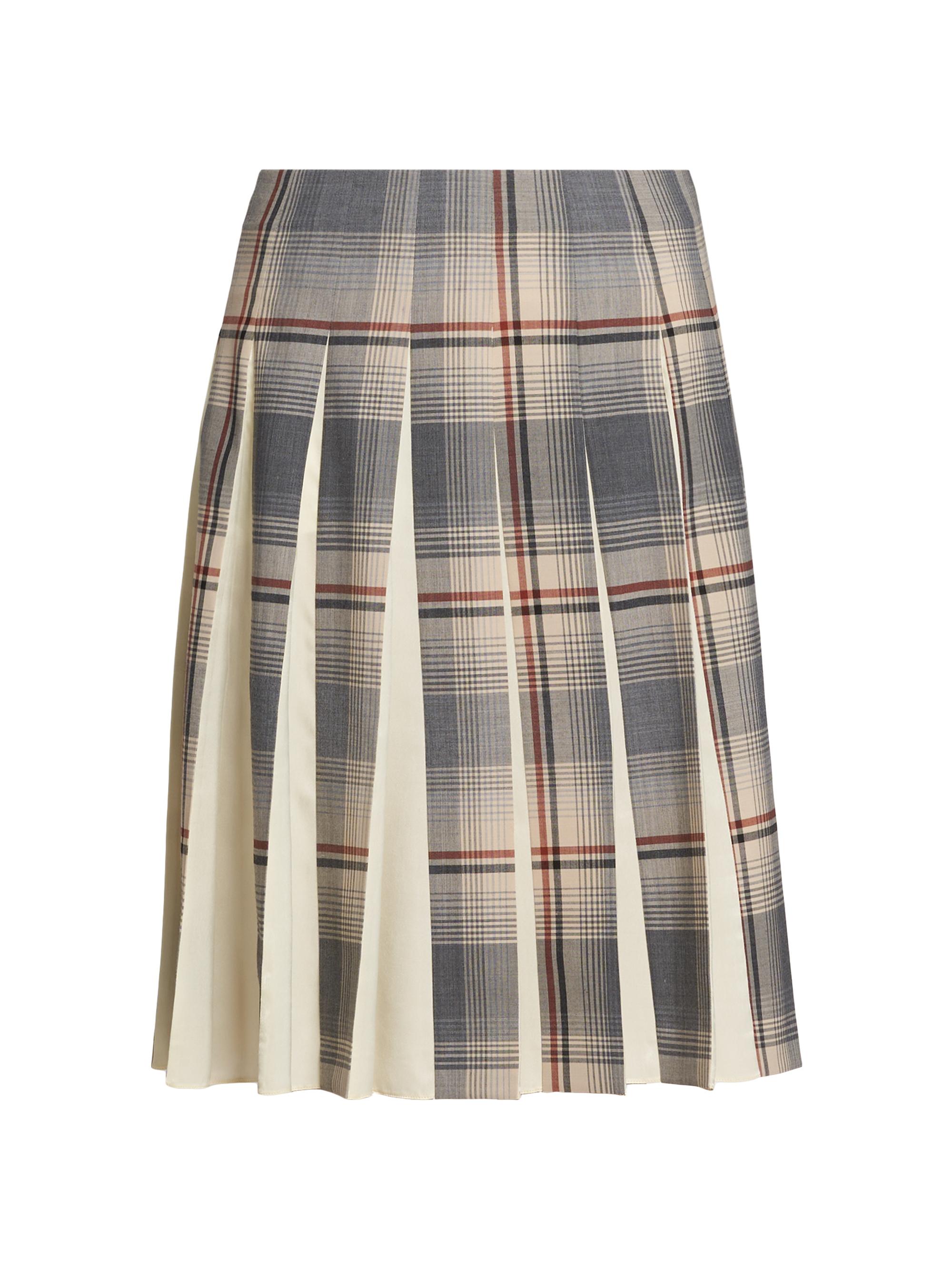 Marni Women's Plaid Box-Pleated Midi-Skirt - Slate