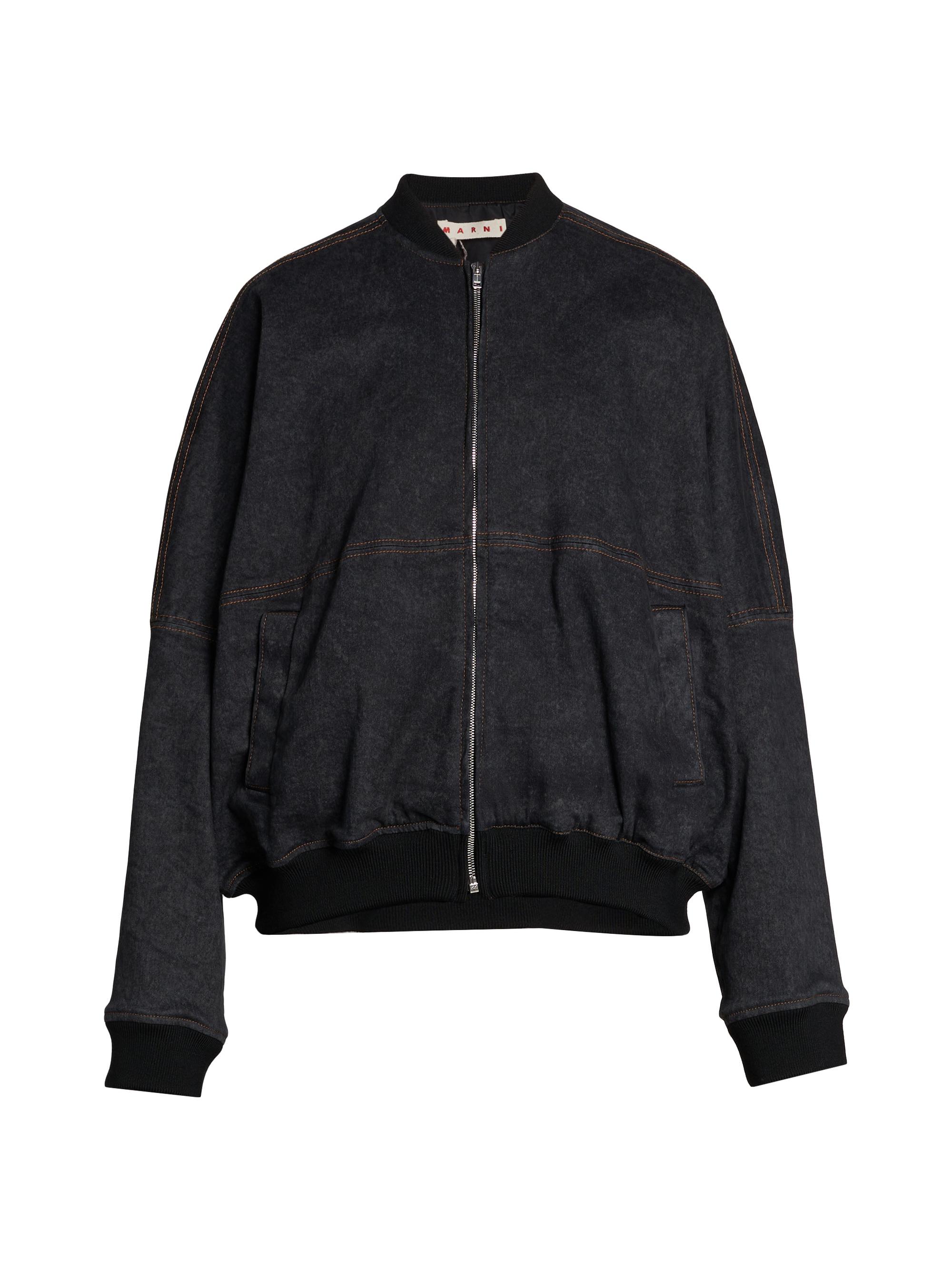 Marni Women's Oversized Denim Bomber Jacket - Black