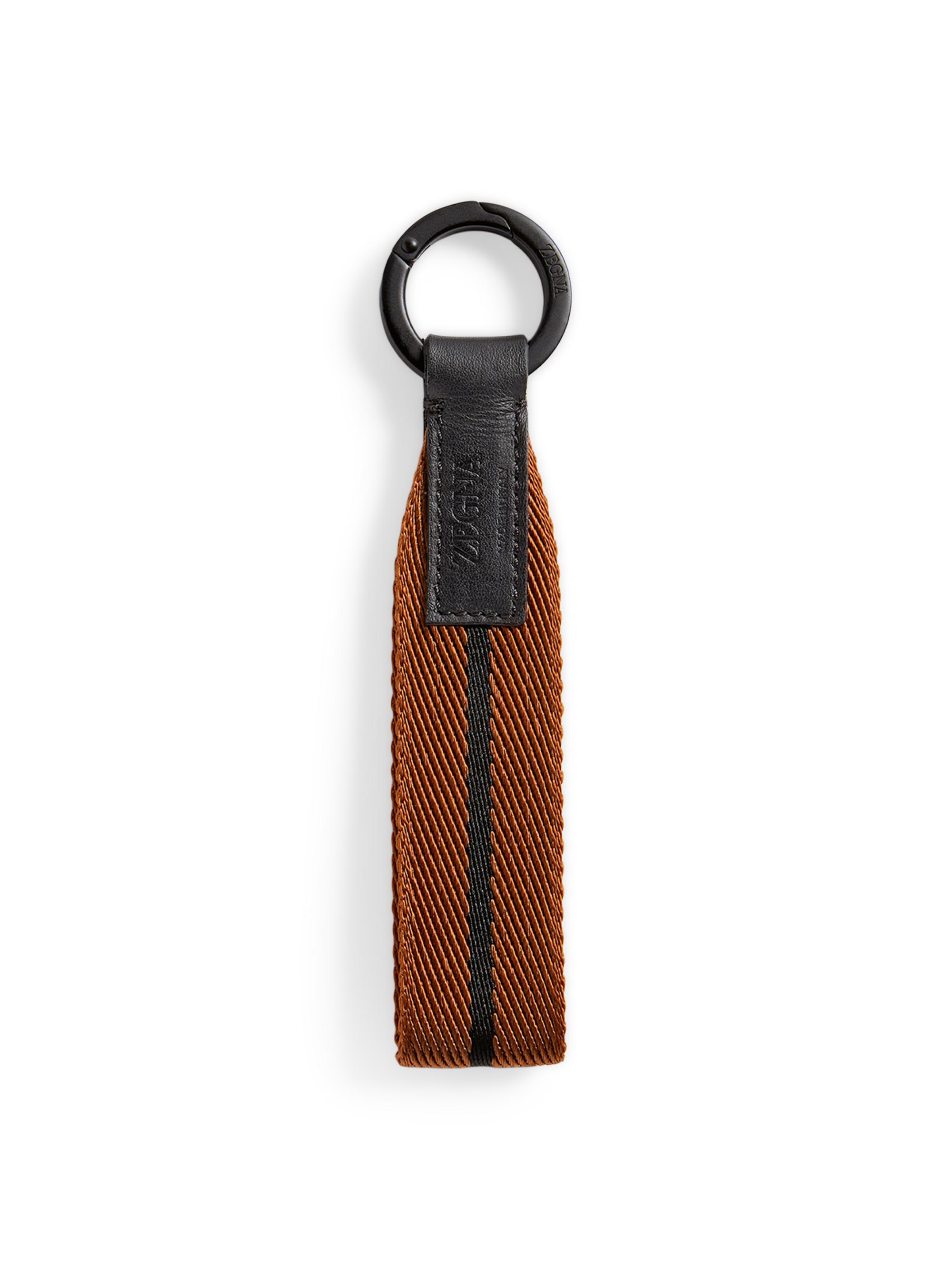 ZEGNA Men's Web Key Chain - Foliage Black